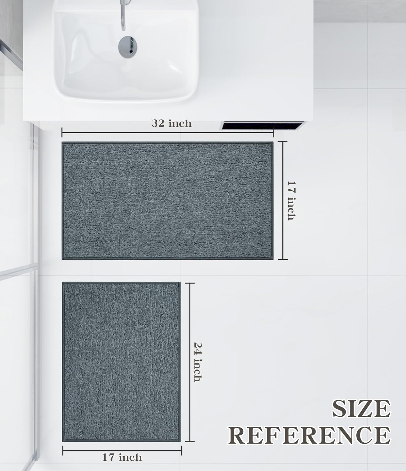 chakme Bathroom Rug Sets 2 Piece, Ultra Thin Bath Mat Quick Dry Bath Mat Set, Absorbent Bath Mat for Bathroom Non Slip Machine Washable, (Light Blue, 2 Piece)