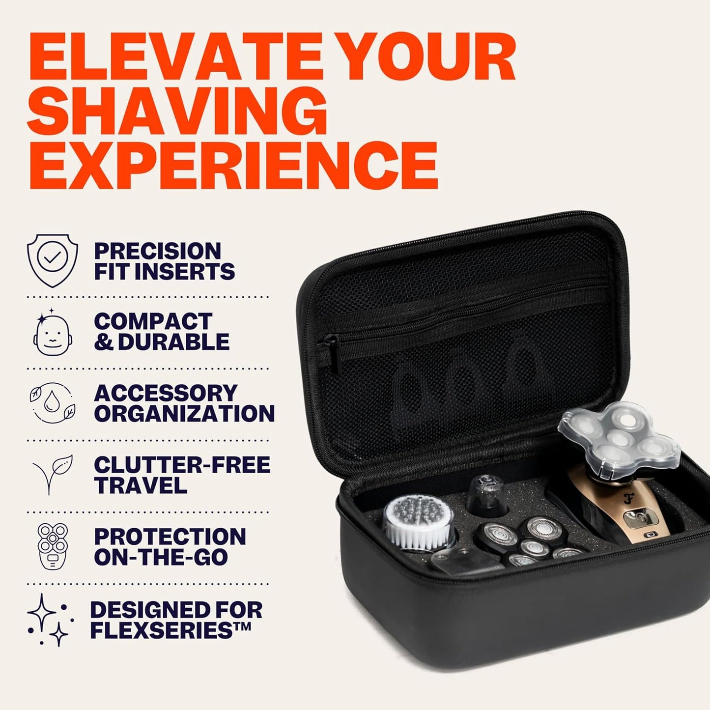 FlexSeries Travel Case - Robust and Water-Resistant, Enhanced Durability, Customizable Foam Inserts, Spacious and Portable, Compatible with FlexSeries Shaver for Men and Women