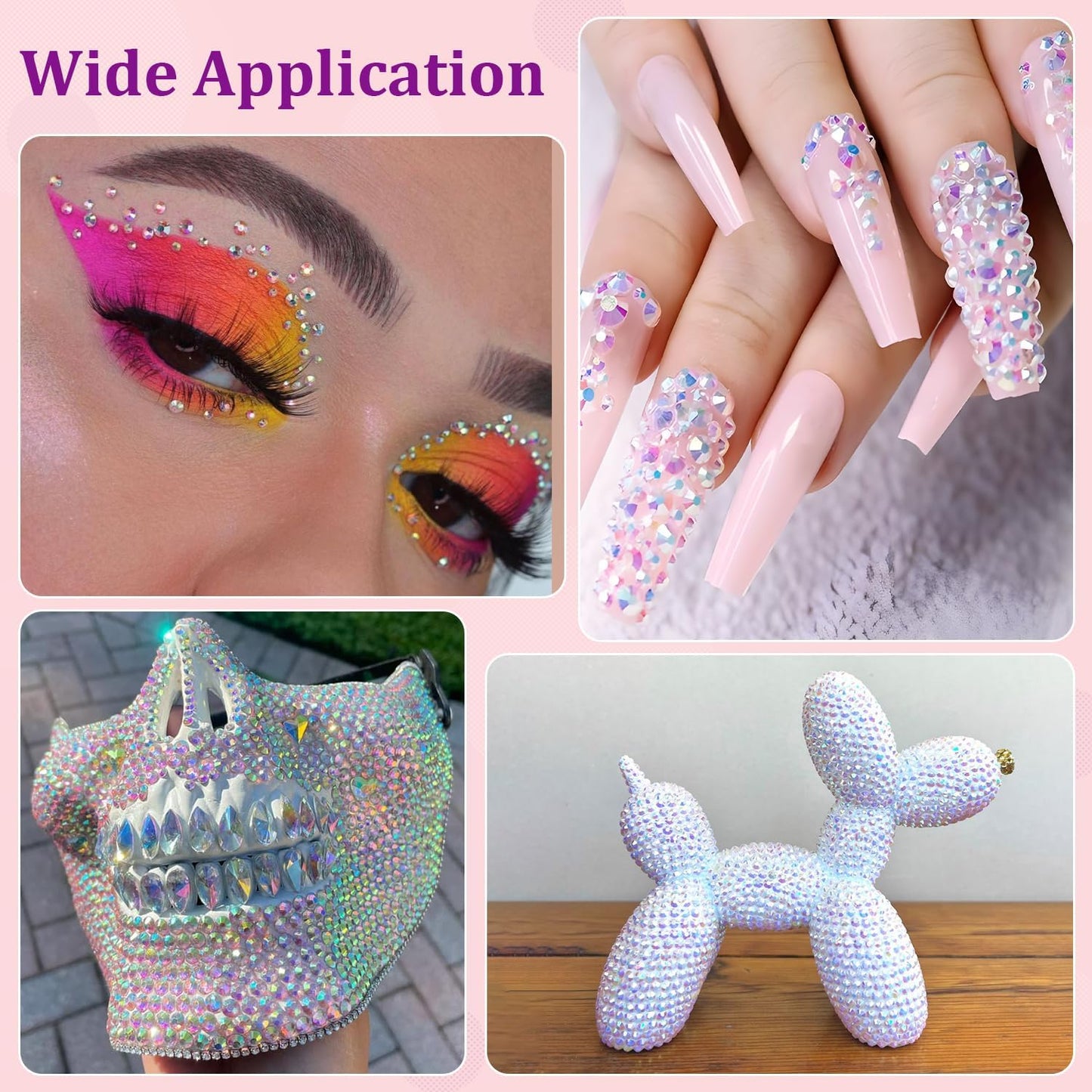 30000Pcs Transparent AB Rhinestones for Bedazzling with B7000 Jewelry Glue, Bedazzler Kit Flatback Gems, Resin Rhinestones for Crafting Crafts Clothing Shoes Fabric Nail Art Assorted Size 2/3/4/5/6mm