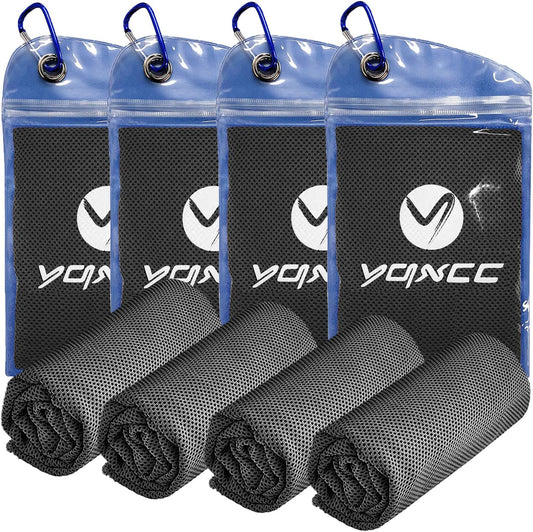 YQXCC 4 Pack Cooling Towels | 40"x12" | Ice Cool for Neck | Microfiber Soft Breathable Chilly | for Yoga, Golf, Gym, Camping, Running, Workout & More Activities