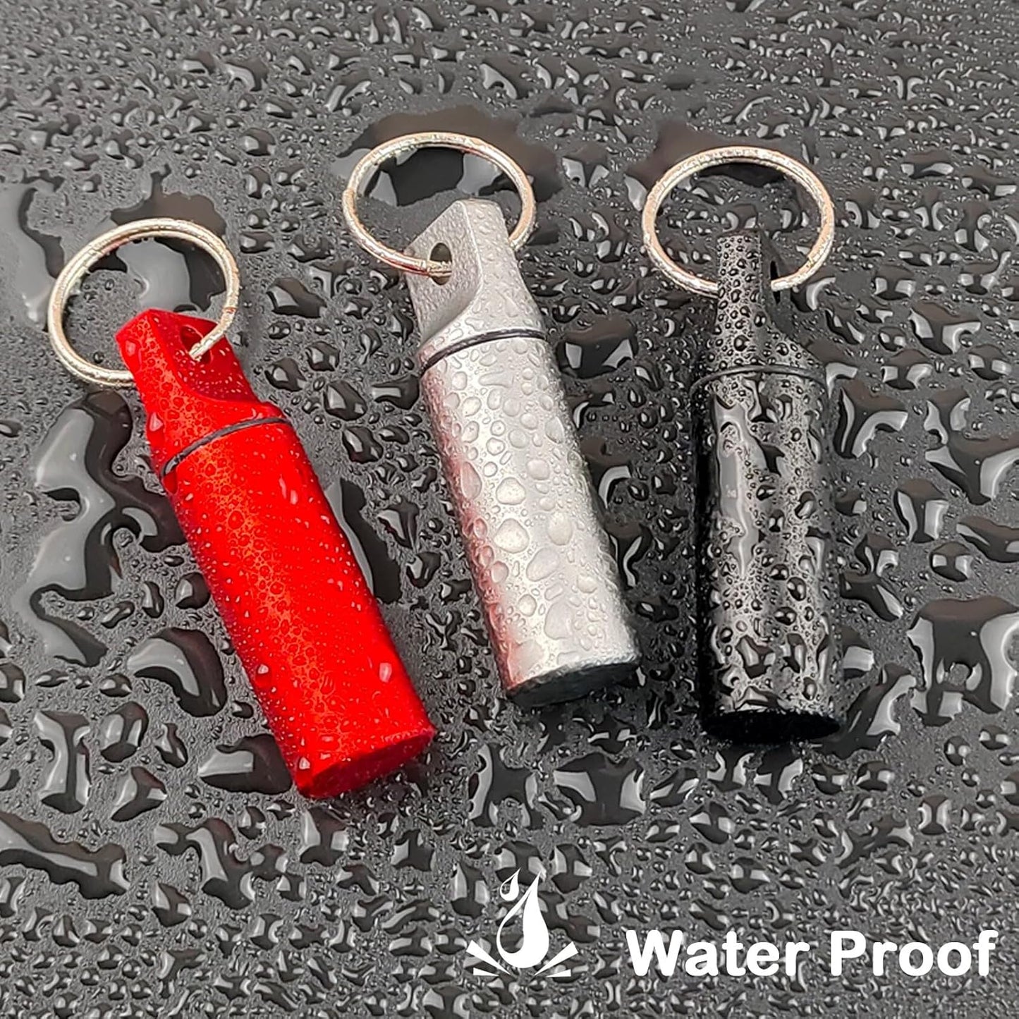 Small Pill Organizer Box Waterproof Keychain Pill Holder Portable Travel Pill Container Metal Case with Keyring for Outdoor Camping Travel