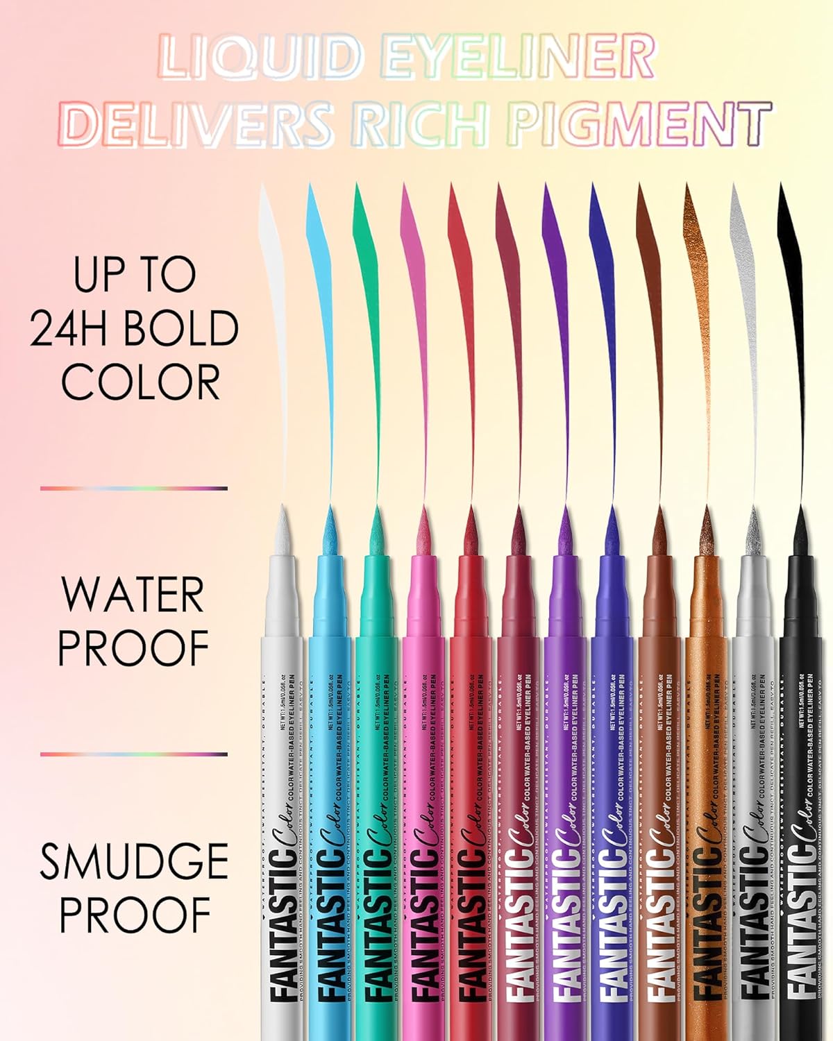 Blue Matte Liquid Eyeliner Pencil, Colorful High Pigmented Waterline Eye liner Waterproof Pen, Bright Colored Smudgeproof Long Lasting Eyeliner Pen Christmas Party Festival Makeup Gift for Women-08