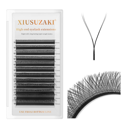 YY Lash Extensions Supplies Y Eyelash Extensions 0.07mm Thickness C Curl 12mm Premade Fans 4D Russian Volume Matte Black 12 Rows Crisscross Eye Lashes(YY-0.07-C,12mm)