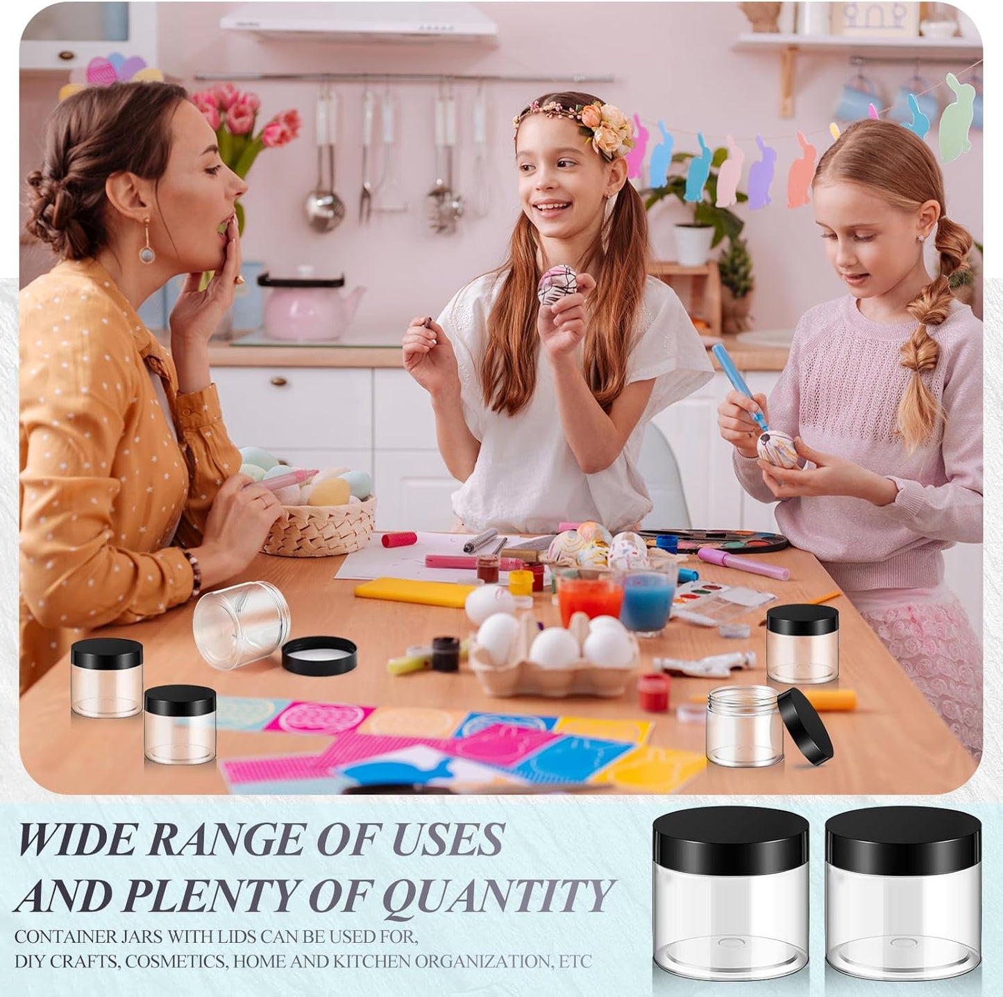 SATINIOR 36 Pieces 10 oz Plastic Jars with Lids Wide Mouth Airtight Reusable Container Acrylic Cosmetic Small Jars for Lotions Ointments Travel Toiletries Creams Make up Storage(Black)