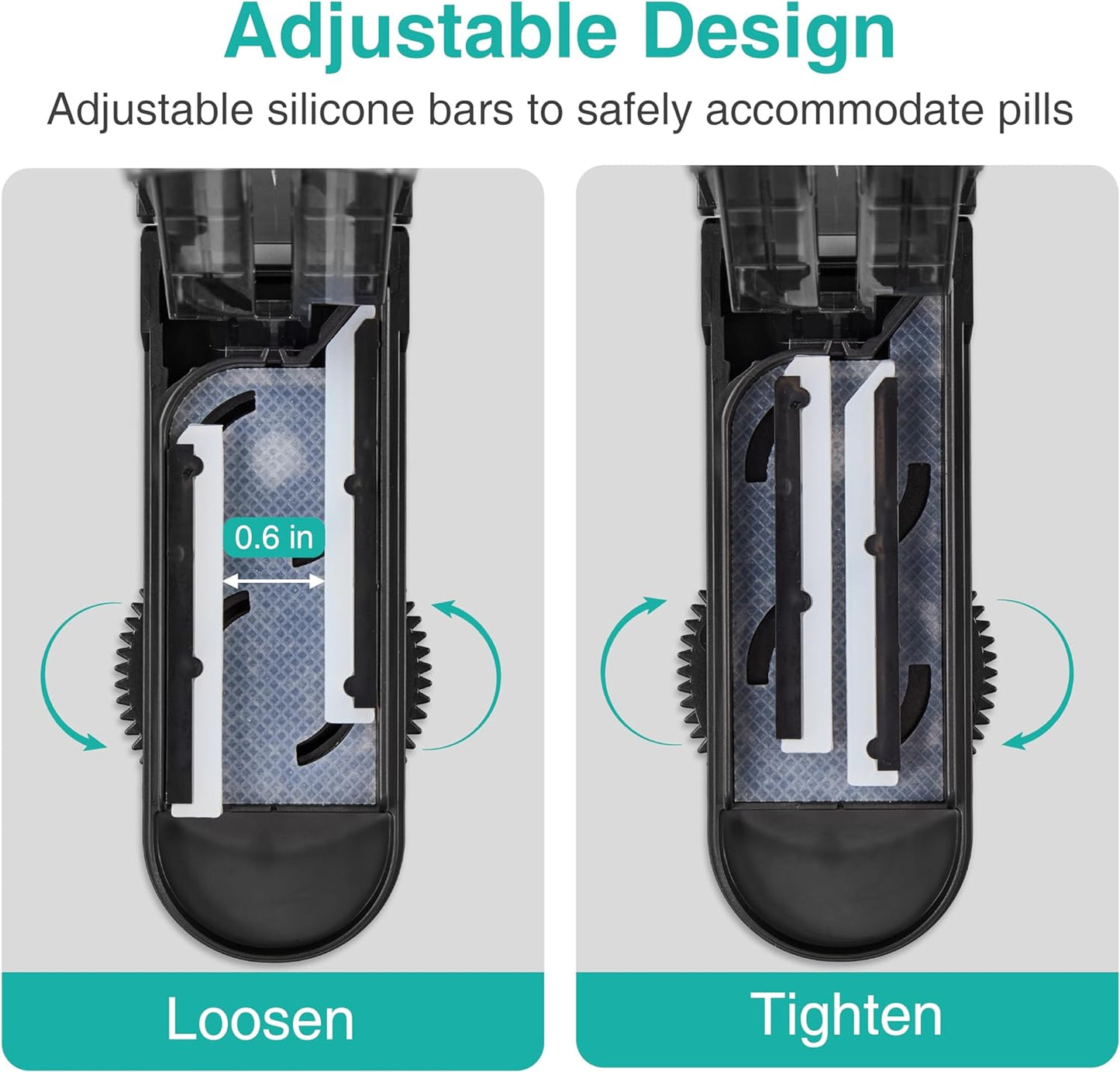 Fullicon Pill Cutter, Adjustable Cutter with precision alignment, Stainless Steel Blade & Guard, Splitter with Free Brush & Pill Box (Black)