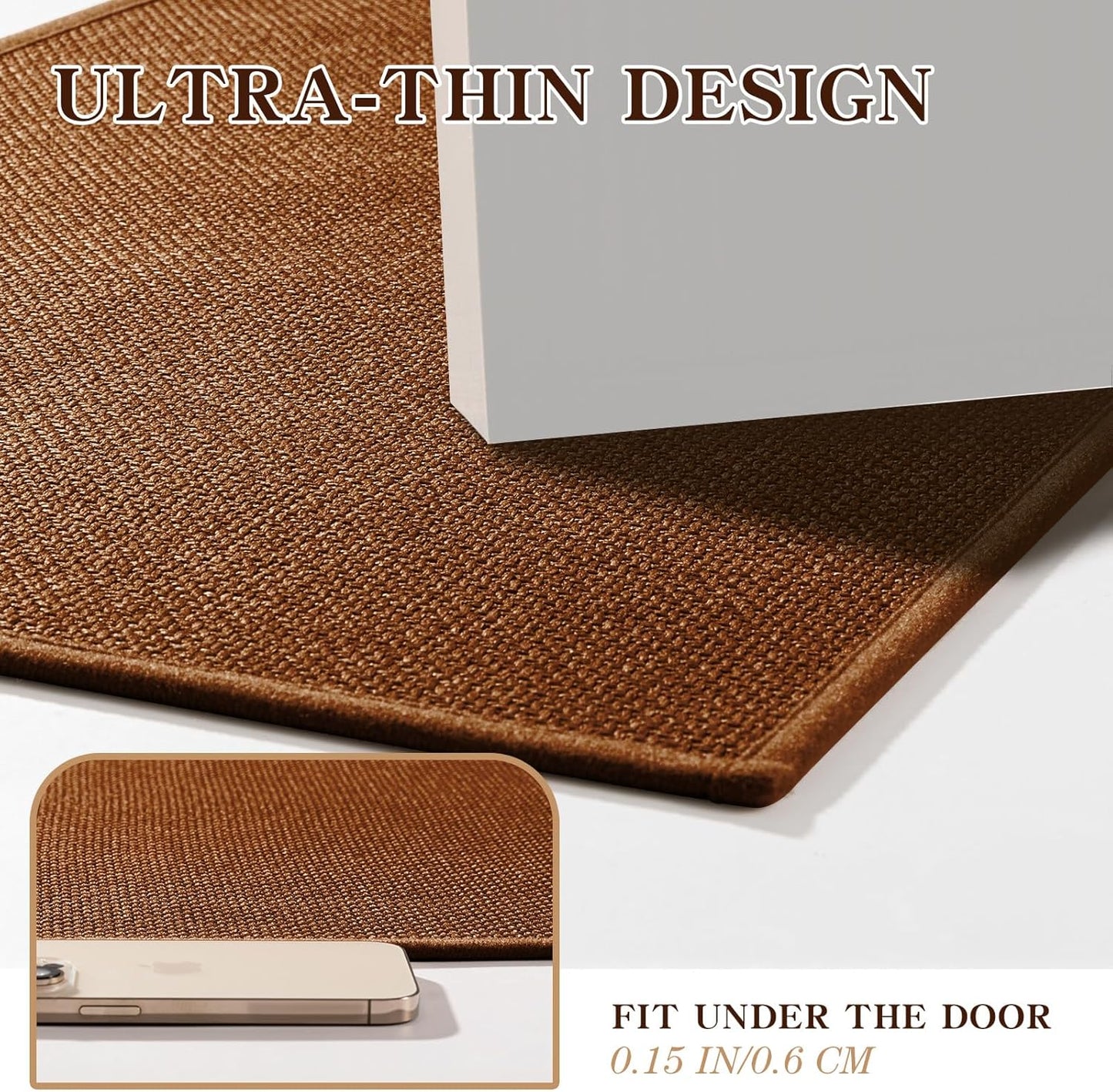 chakme Bathroom Rugs Mat 47x24, Ultra Thin Non Slip Bath Rug Large Quick Dry Absorbent Bath Mat for Bathroom, (Rust, 47"x24")