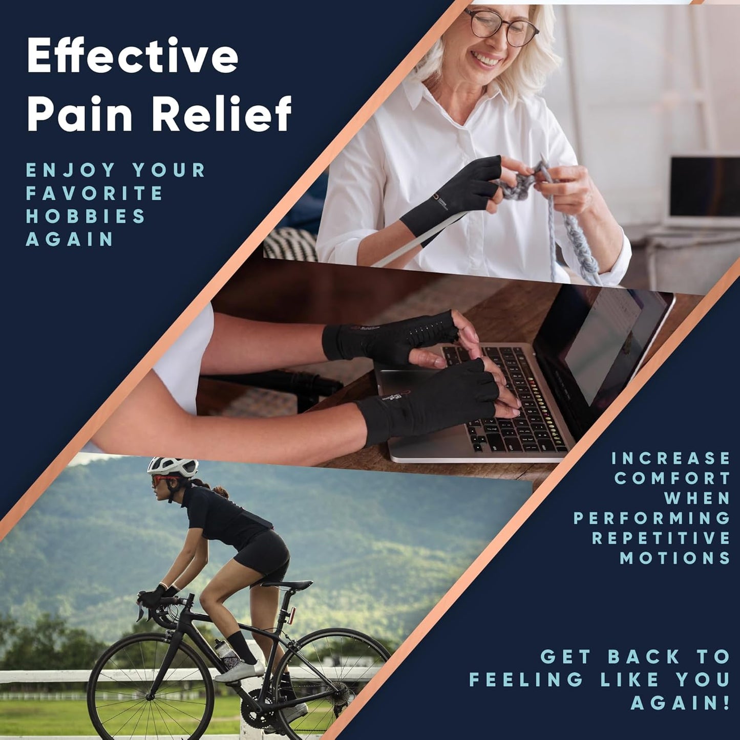 Copper Compression Arthritis Gloves | Fingerless Arthritis Carpal Tunnel Pain Relief for Men & Women | Hand Support Wrist Brace for Neuropathy, Rheumatoid, Tendonitis, Swelling, Crocheting, Typing Pink XS