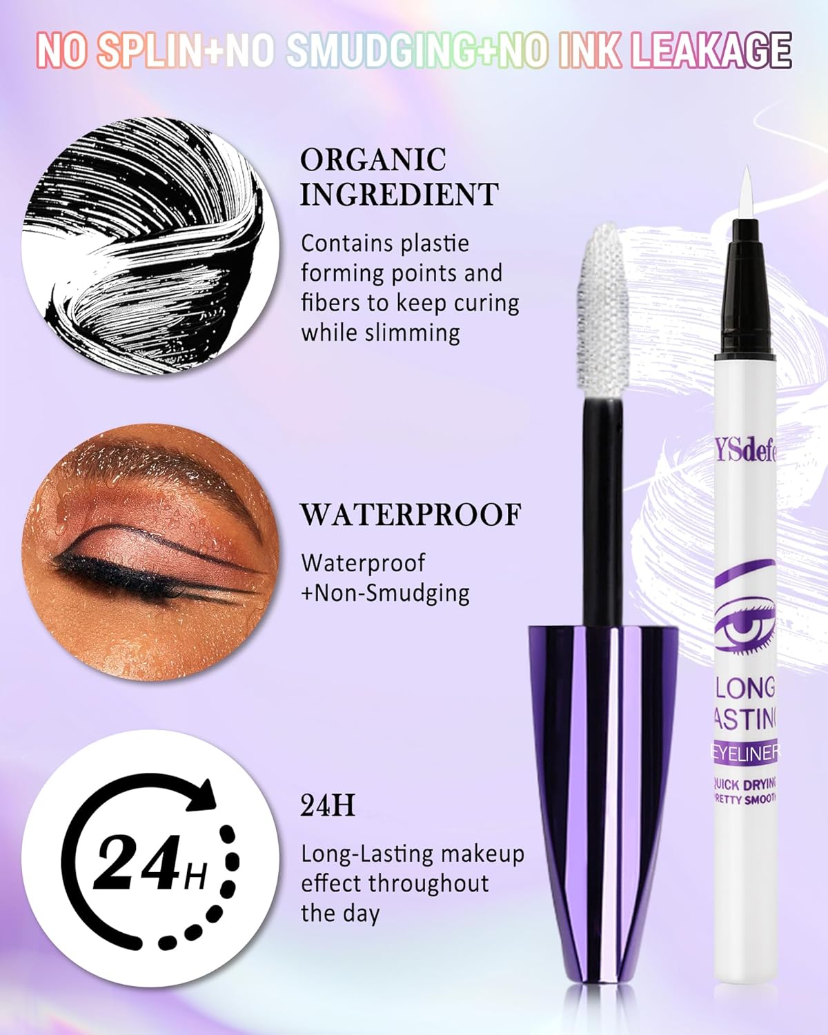 Brown Mascara Liquid Eyeliner Set, Update Longlasting Waterproof Color Eye Liner Pen, 5D Silk Fiber Colored Mascara Volume and Length, Halloween Party Stage Use Eye Makeup Gift Kit for Women Girl-02