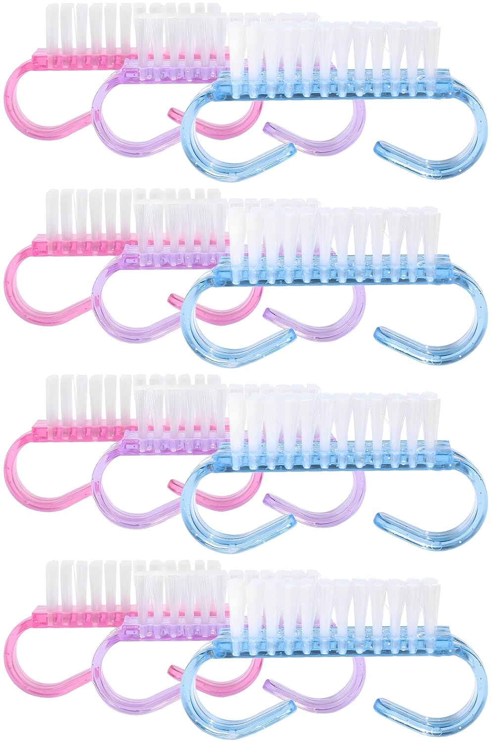 12-Pack Handle Grip Nail Brush(assorted color), Fingernail Scrub Cleaning Brushes for Toes and Nails Cleaner, Pedicure Brushes for Men and Women