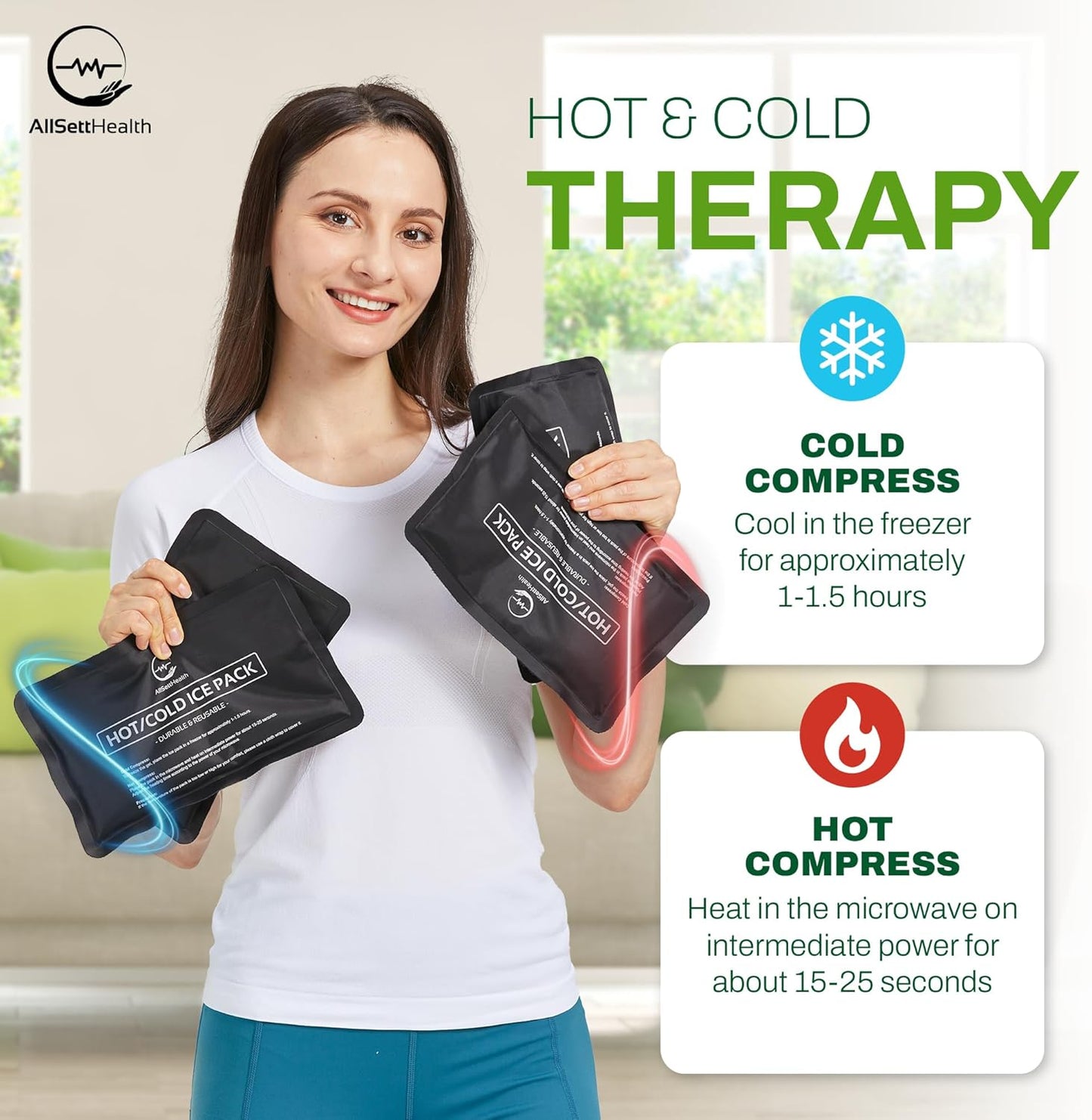 4 Pack Reusable Ice Packs for Injuries - Soft Ice Pack with Velvet Soft Fleece Fabric | Flexible Hot and Cold Gel Ice Pack Set- Cold Packs for Injuries, Knee, Back, Neck Pain - 10 x 6, Black-4Pack