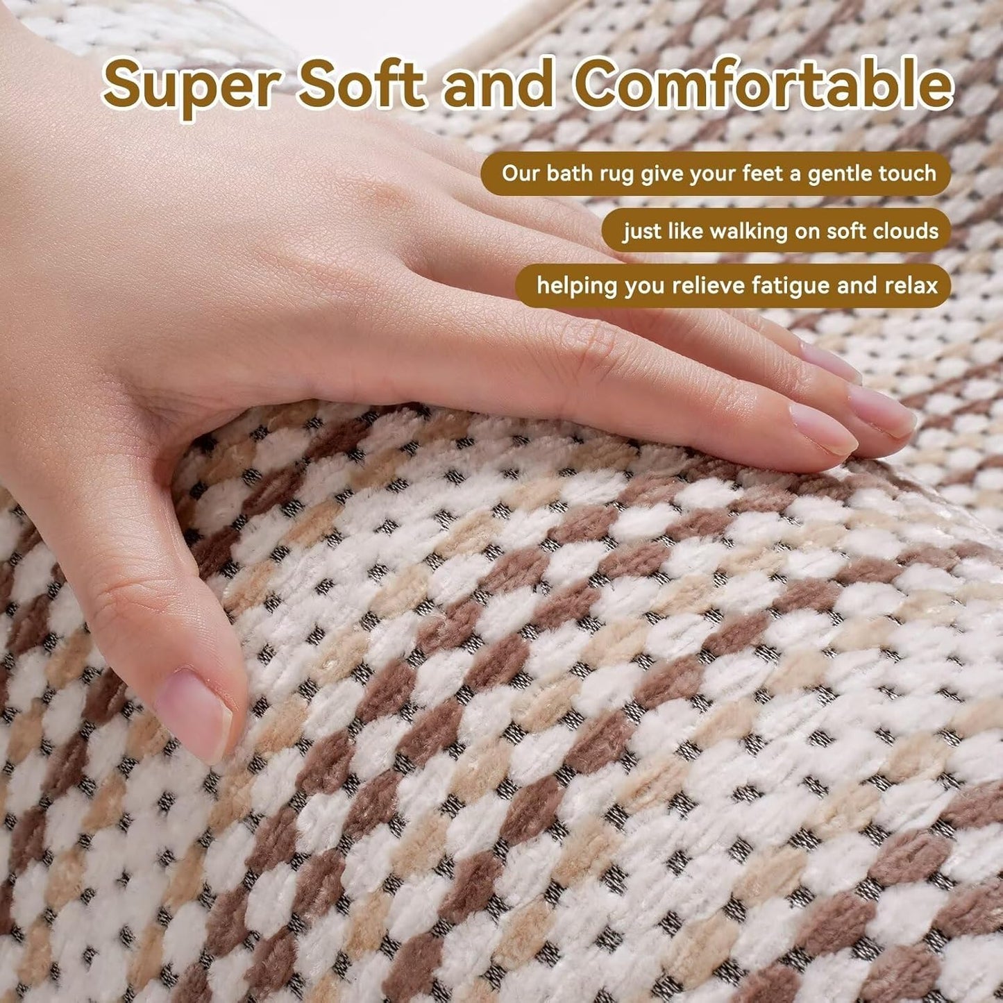 Bathroom Rug Mat,Soft Non Slip Absorbent Water Bath Rug,Quick Dry Machine Washable Chenille Braided Shower Mat,Bath Mat for Bathroom Floor,Home Decor Accessories Coffee 24x35