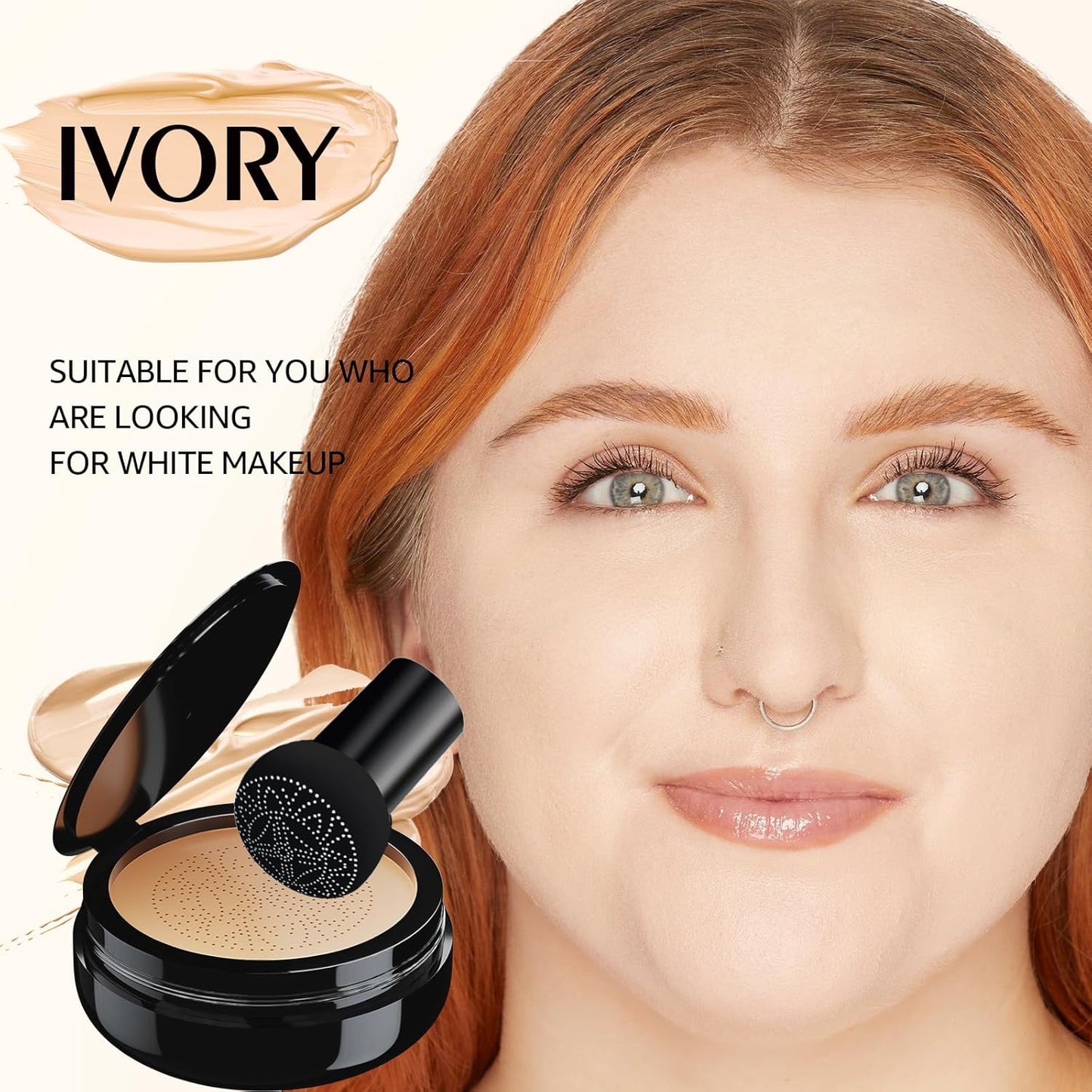 Mushroom Head Air Cushion CC Cream - BB Cream Foundation Makeup Concealer Moisturizing Oil Control, Long-Lasting & Waterproof, Easy Makeup Even Skin Tone (Ivory, 3.21 Ounce (Pack of 1))