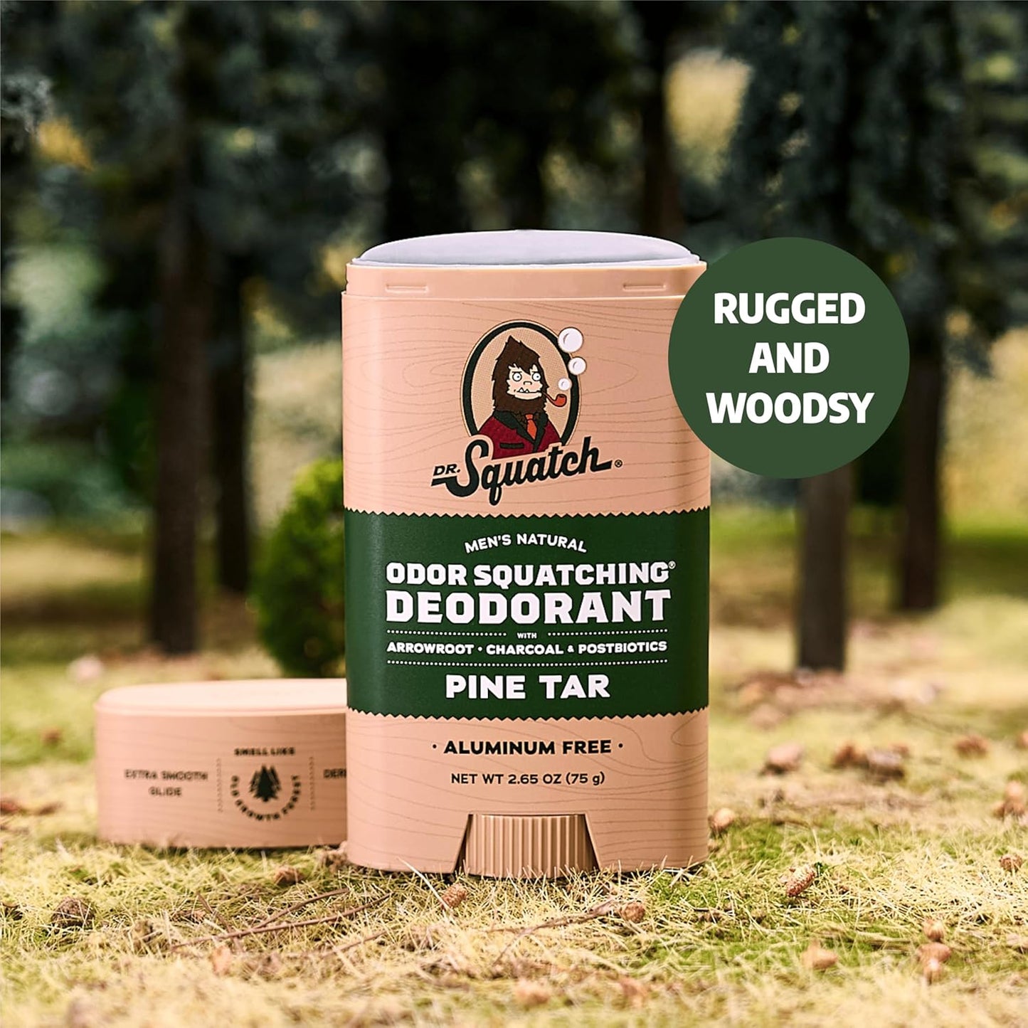 Dr. Squatch Natural Deodorant for Men - Odor-Squatching Aluminum Free - Pine Tar & Birchwood Breeze (2.65 oz, 2-Pack)