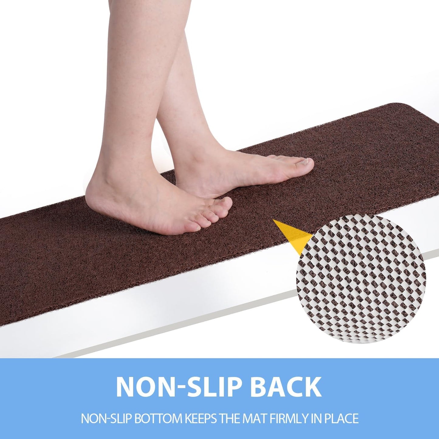 Non-Slip Bathtub Mat, Anti Slip Shower Mat, Fast Drying Bathtub Mats, Foot Scrubber Mat, Anti Slip Mat for Tub, Floor, Bathroom, Kitchen, Home, Hotel (Brown 40"×16")