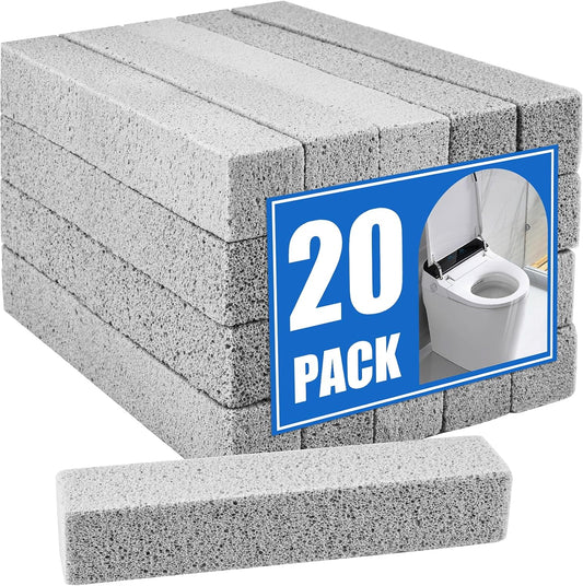 20 Pack Pumice Stone Toilet Bowl Cleaner, Pumice Stone for Cleaning Stick Hard Water Rings, Calcium Buildup & Stains, Safe for Bathroom, Sink, Tub, Grill, Oven, Pool Tile (Small Size)