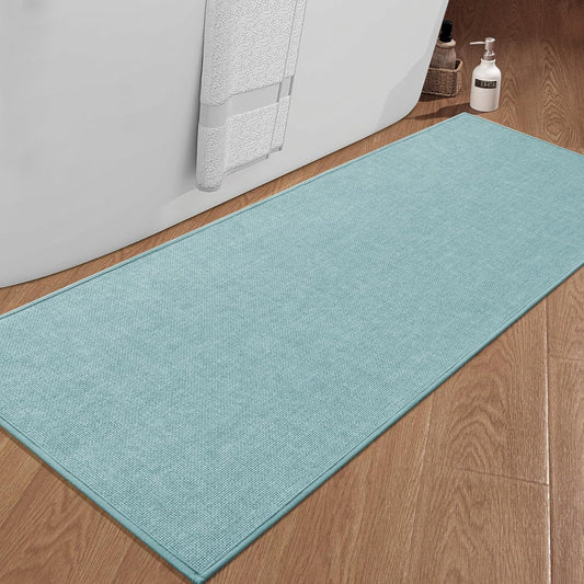 chakme Bathroom Rugs Mat 59x25, Ultra Thin Non Slip Bath Mat Large Quick Dry Absorbent Bath Mat for Bathroom Floor, (Navy Blue, 59"x25")