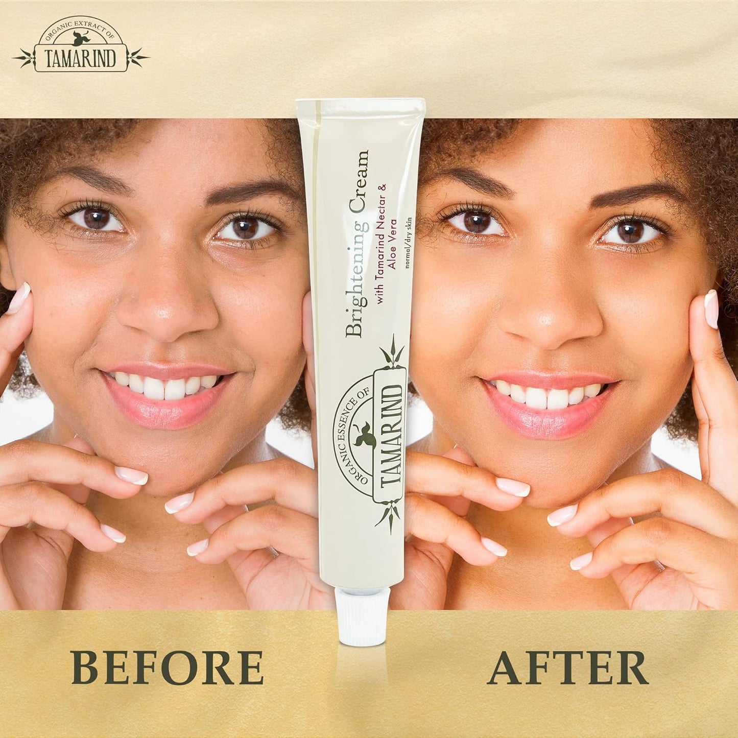 Organic Extract of Tamarind, Skin Brightening Cream - 1.7 fl oz / 50 ml - Dark Spot Cream for Hands, Knuckles, Body, Face, Underarm, Intimate Areas, with Glycering, for Men and Women