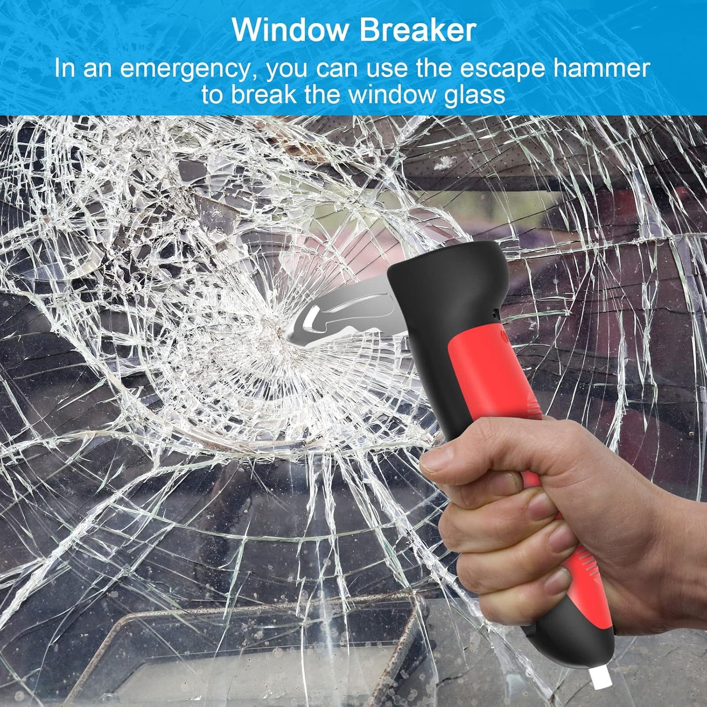 5 in 1 Vehicle Support Handles Elderly Portable Automotive Door Assist Handles Multifunction Car Handle for Elderly and Handicapped (Red-with Nylon Handle)