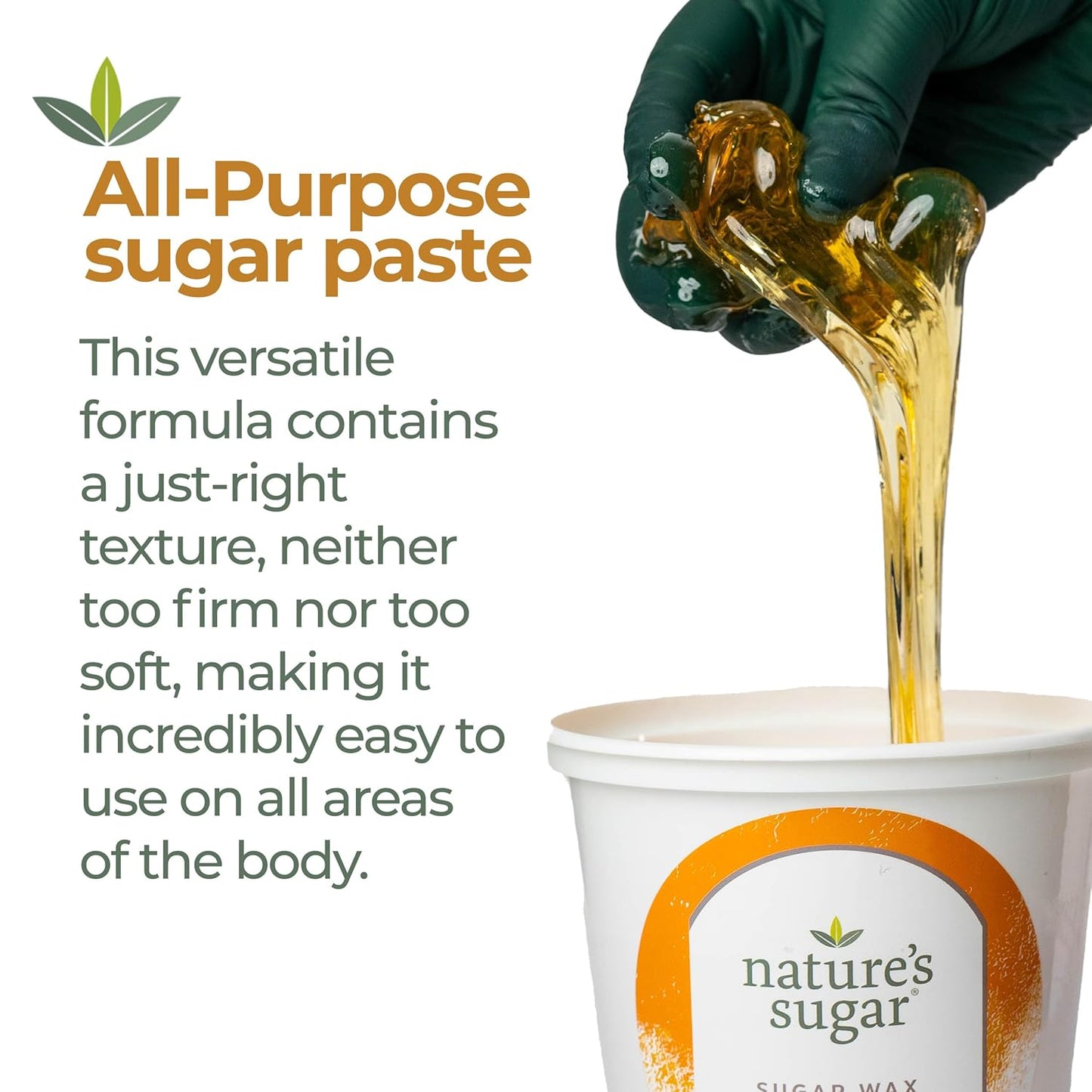 Nature’s Sugar Wax All-Purpose Sugaring Paste for Legs, Back, Arms, Chest - 32oz - Beginner-Friendly Sugar Wax Hair Removal for All Skin Types - Vegan & Cruelty-Free