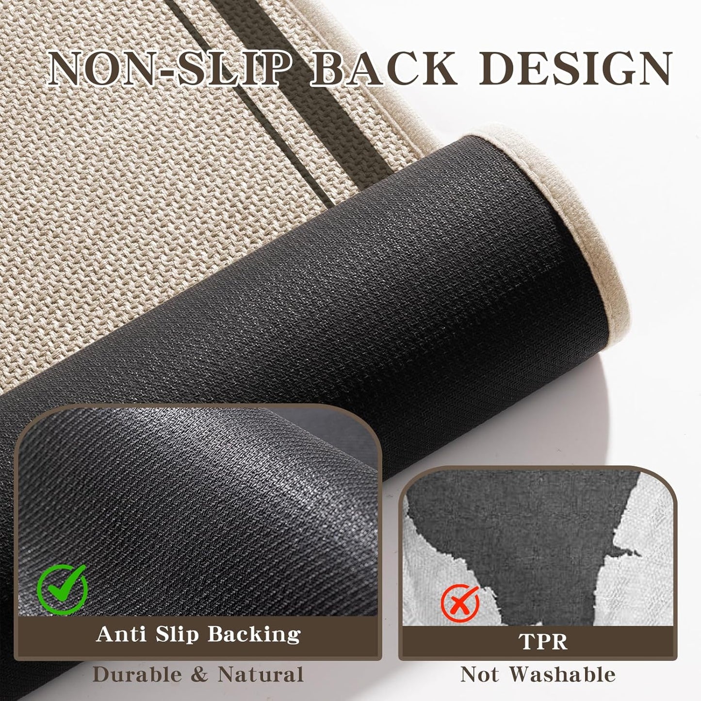 chakme Bathroom Rugs Mat 32x17, Ultra Thin Non Slip Bath Mat Quick Dry Absorbent Bath Mat for Bathroom Floor, (Light Beige, 32"x17")