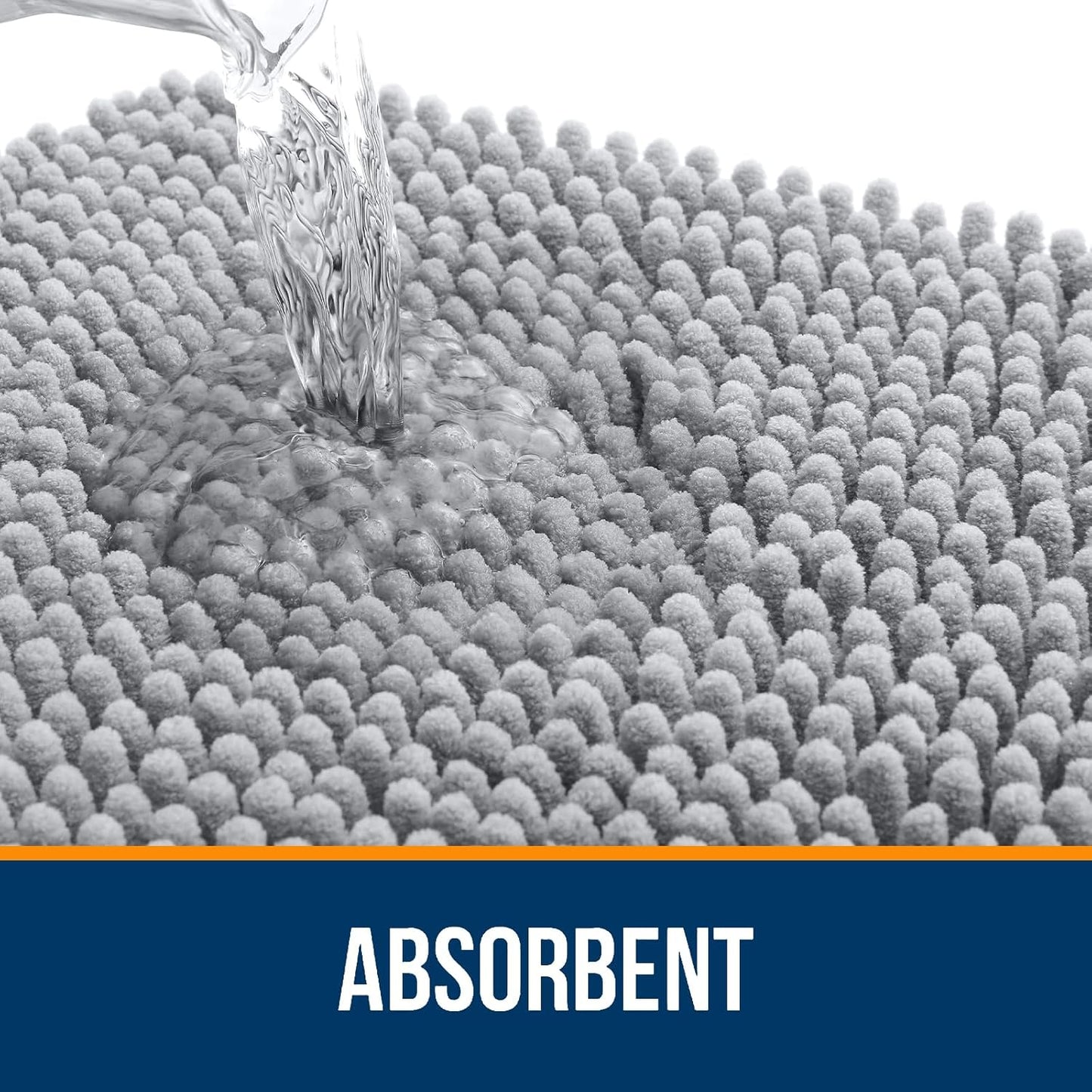 OLANLY Toilet Rugs U-Shaped 24x24, Extra Soft Absorbent Chenille Contour Bathroom Rugs for Toilet, Dry Quickly, Machine Washable, Non-Slip Bath Mat, Light Grey