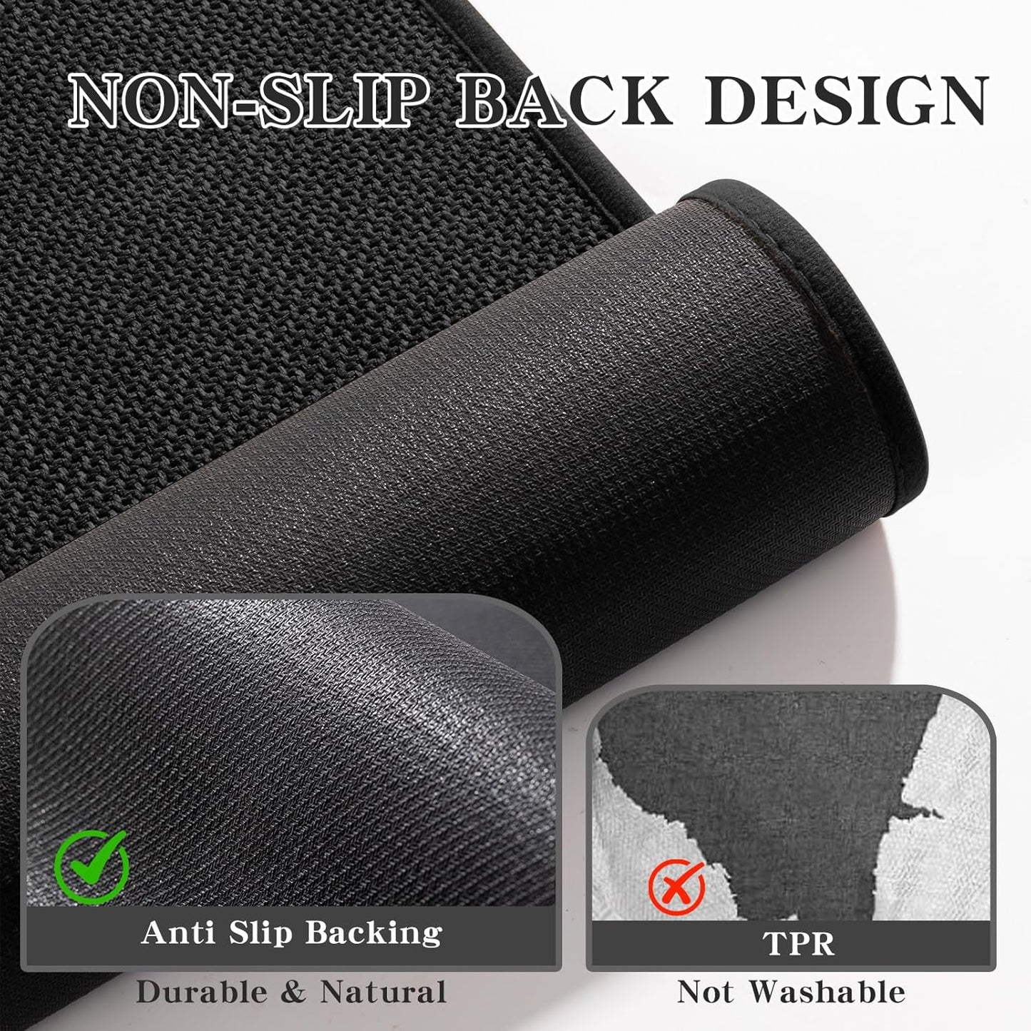 chakme Bathroom Rugs Mat 25x47, Ultra Thin Non Slip Bath Mat Large Quick Dry Absorbent Bath Mat for Bathroom Floor, (Black, 47"x25")