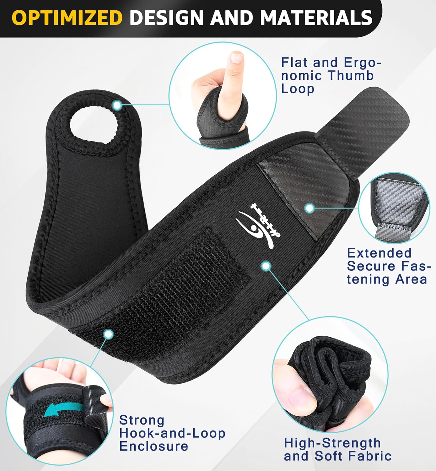 HiRui Wrist Brace 2 Pack - Pain Relief for Arthritis, Tendonitis, Carpal Tunnel | Durable Wrist Wraps Support for Weightlifting Powerlifting Bodybuilding CrossFit Tennis | One Size Adjustable (Black)