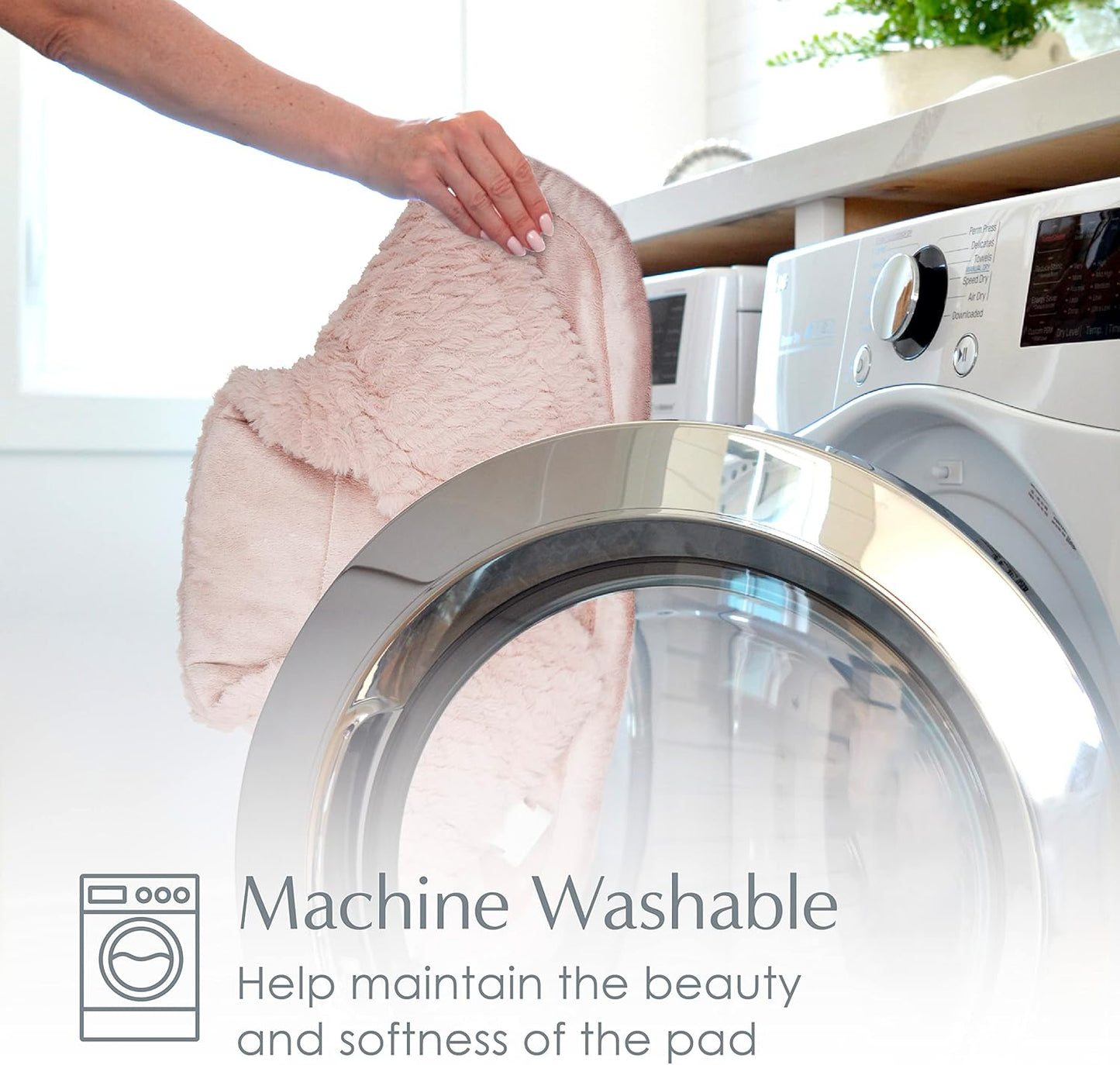 Pure Enrichment® PureRadiance™ Neck & Shoulder Luxury Heating Pad for Pain Relief, Modern Design, Soft Faux Fur & Micromink, 6 Heat Settings, Machine Washable, Universal Fit, 16” x 22” (Rose Quartz)…