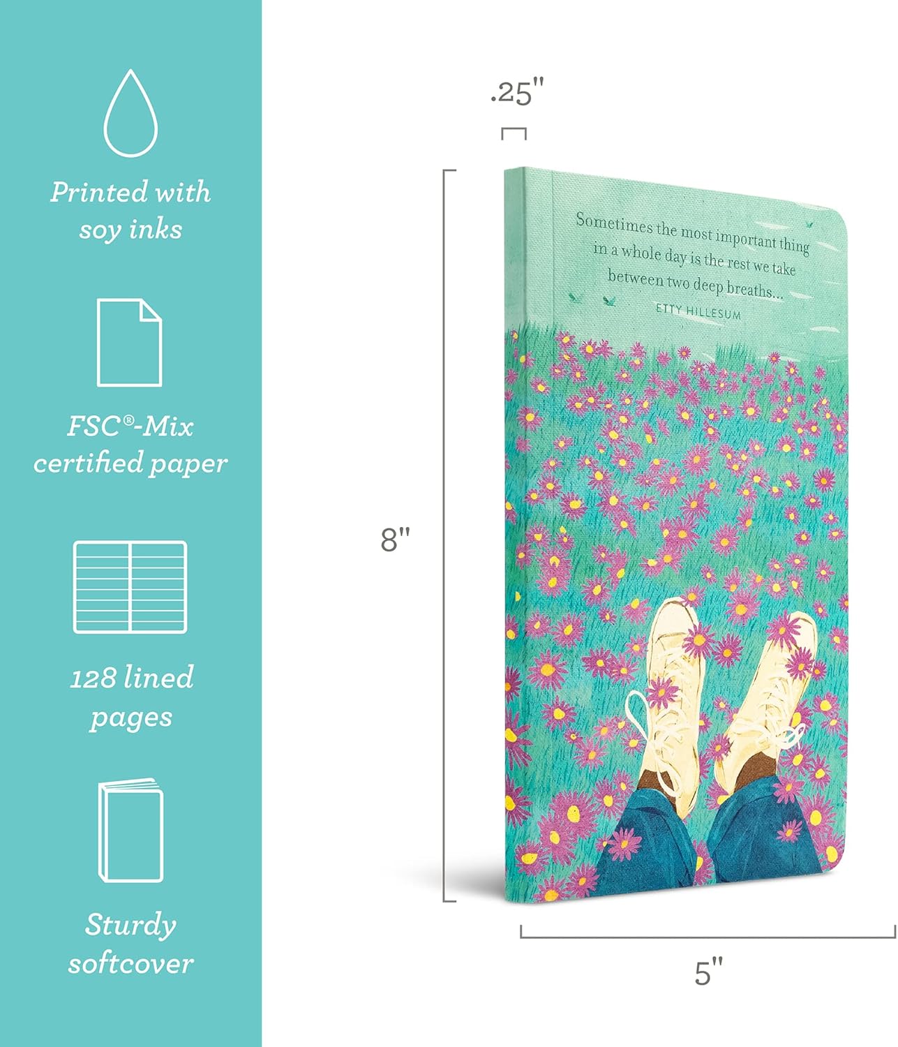 Compendium Softcover Journal - Sometimes the most important thing in a whole day is the rest we take between two deep breaths... – A Write Now Journal with 128 Lined Pages, 5”W x 8”H