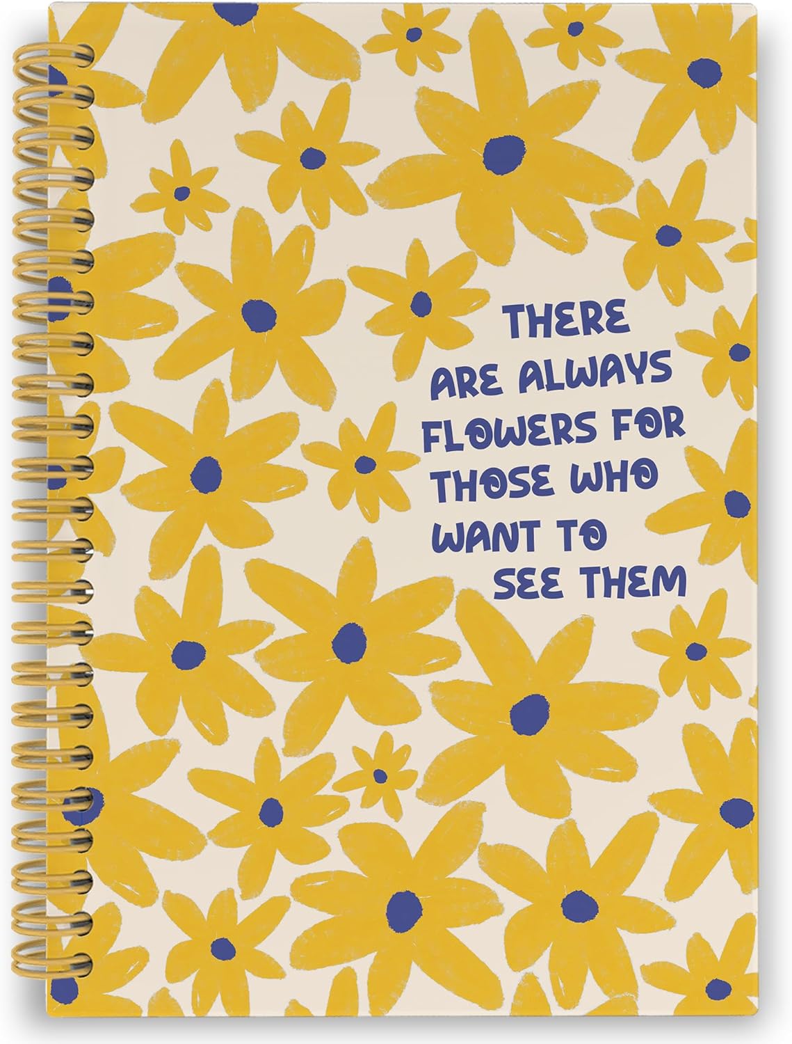 Inspirational Yellow Floral Spiral Notebook, Motivational Floral Journaling Notebooks for Note Taking, Flower Hardcover Journals for Women 160 Pages 5.5x8.3 Inch, Mental Health Gifts for Women