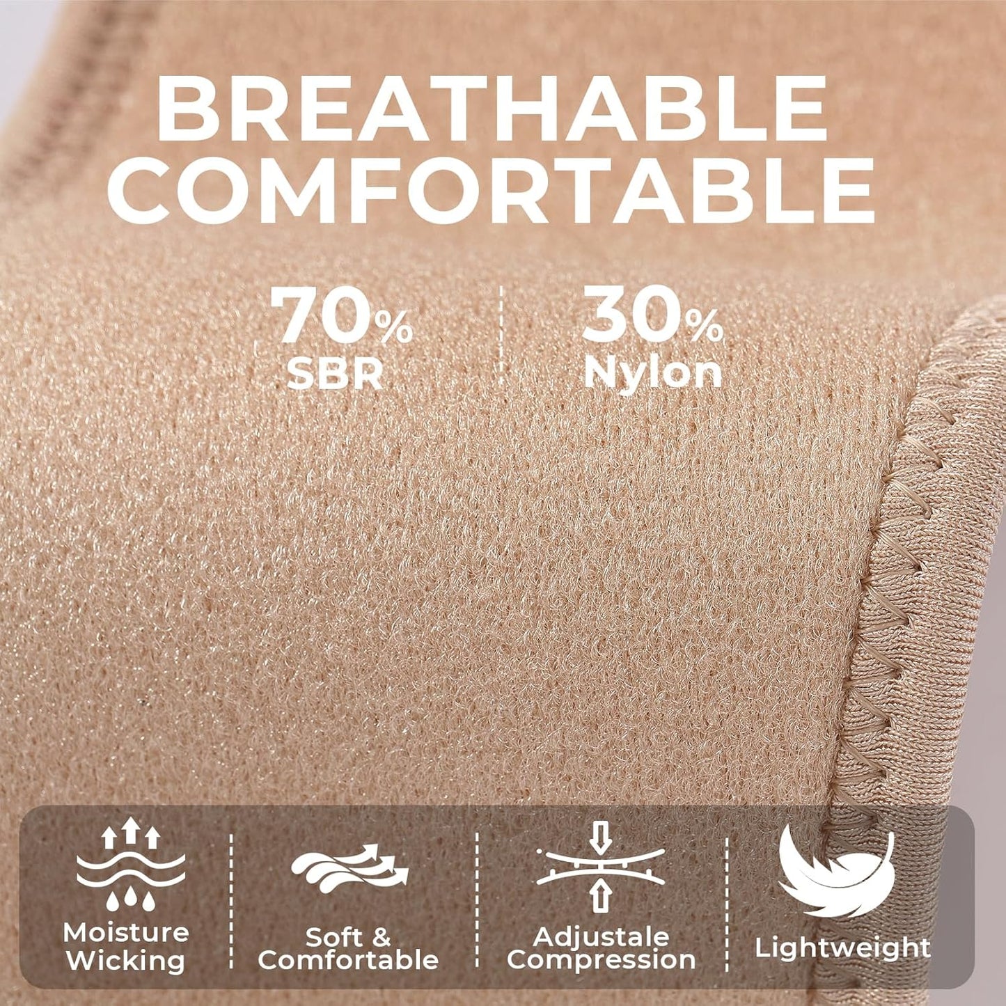 NeoTech Care Wrist Band - Elastic & Breathable Fabric - Adjustable Compression Strap - Men, Women, Right or Left - Support Wrap for Protection or Sports (Beige Color, Size M, 1 Pair)