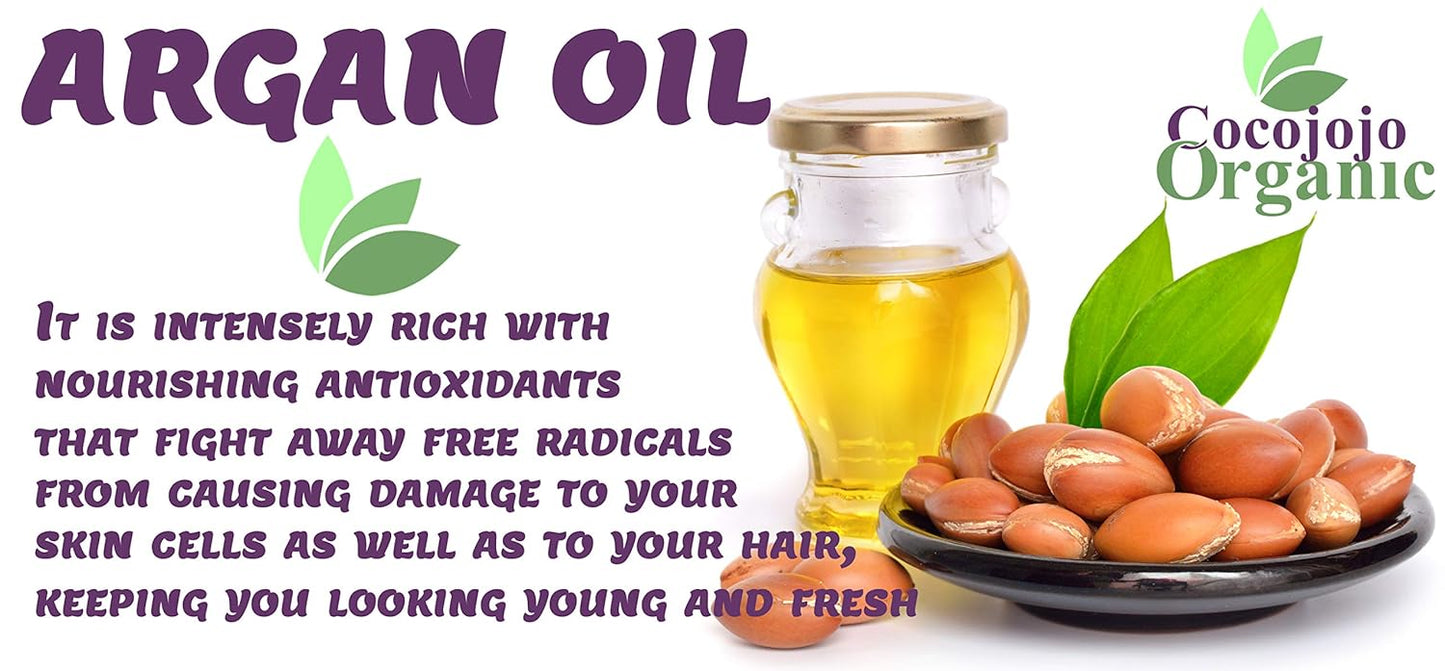 cocojojo Pure Deodorized Argan Oil - All Natural - Moroccan Argan Oil - Filtered to Reduce Smell - Perfect for Skin, Face, Hair, Nails - Reduced Scent - (1 Gallon)