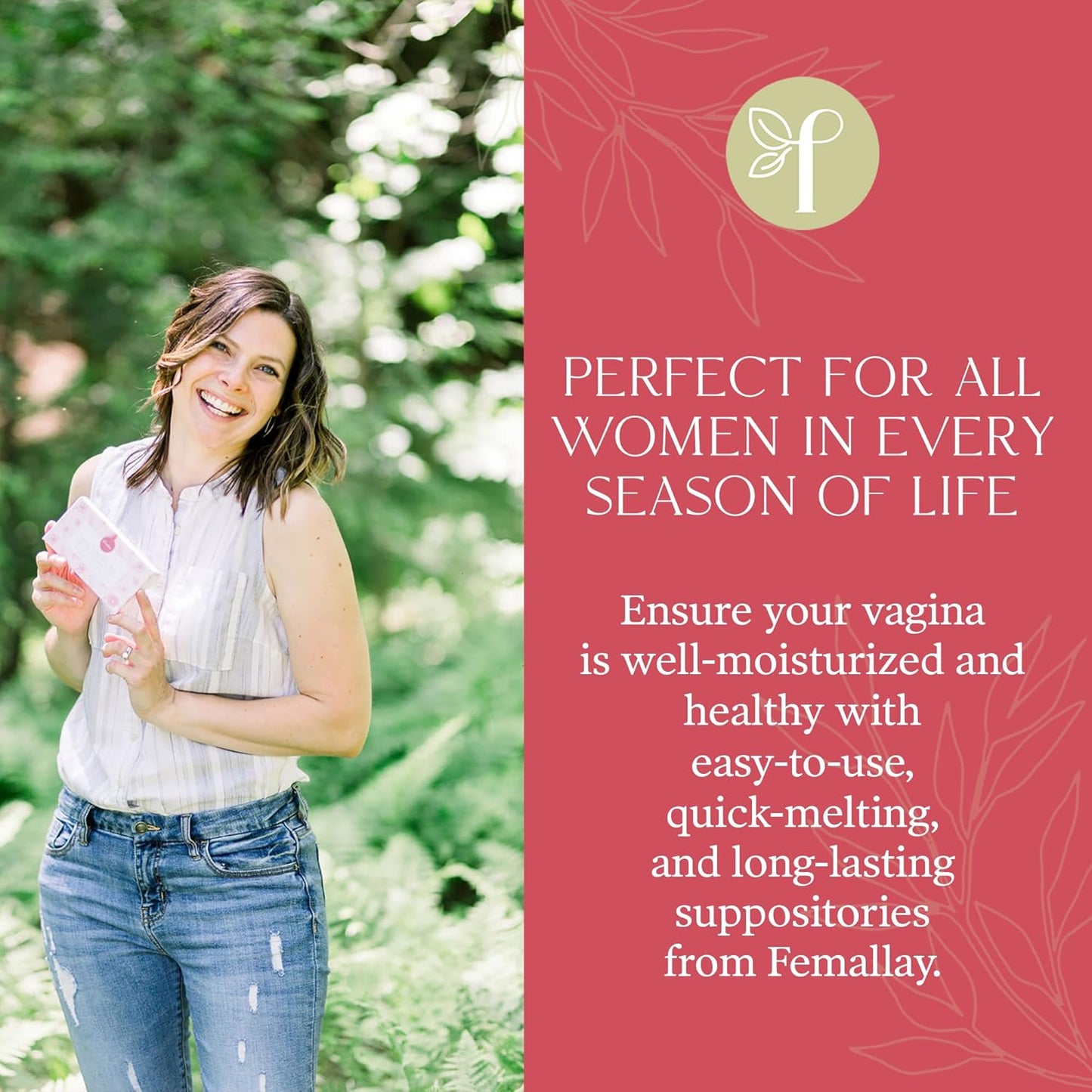 Femallay Organic Vaginal Moisturizing Suppositories – Peach 2 Pack – 100% Natural Relief for Dryness, Odor & Daily Feminine Discomfort – 14 Count + Applicator