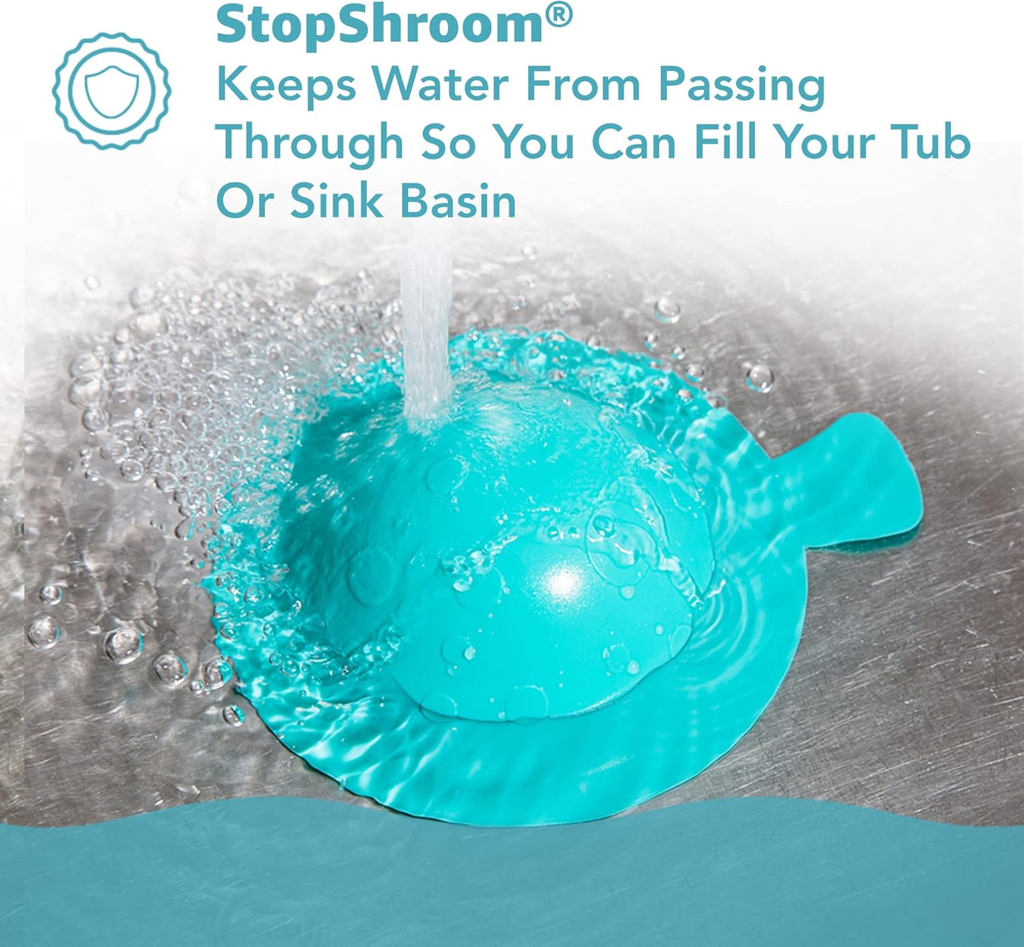 StopShroom STBLU232 Universal Stopper Plug Cover for Bathtub, Bathroom and Kitchen Drains, Aqua