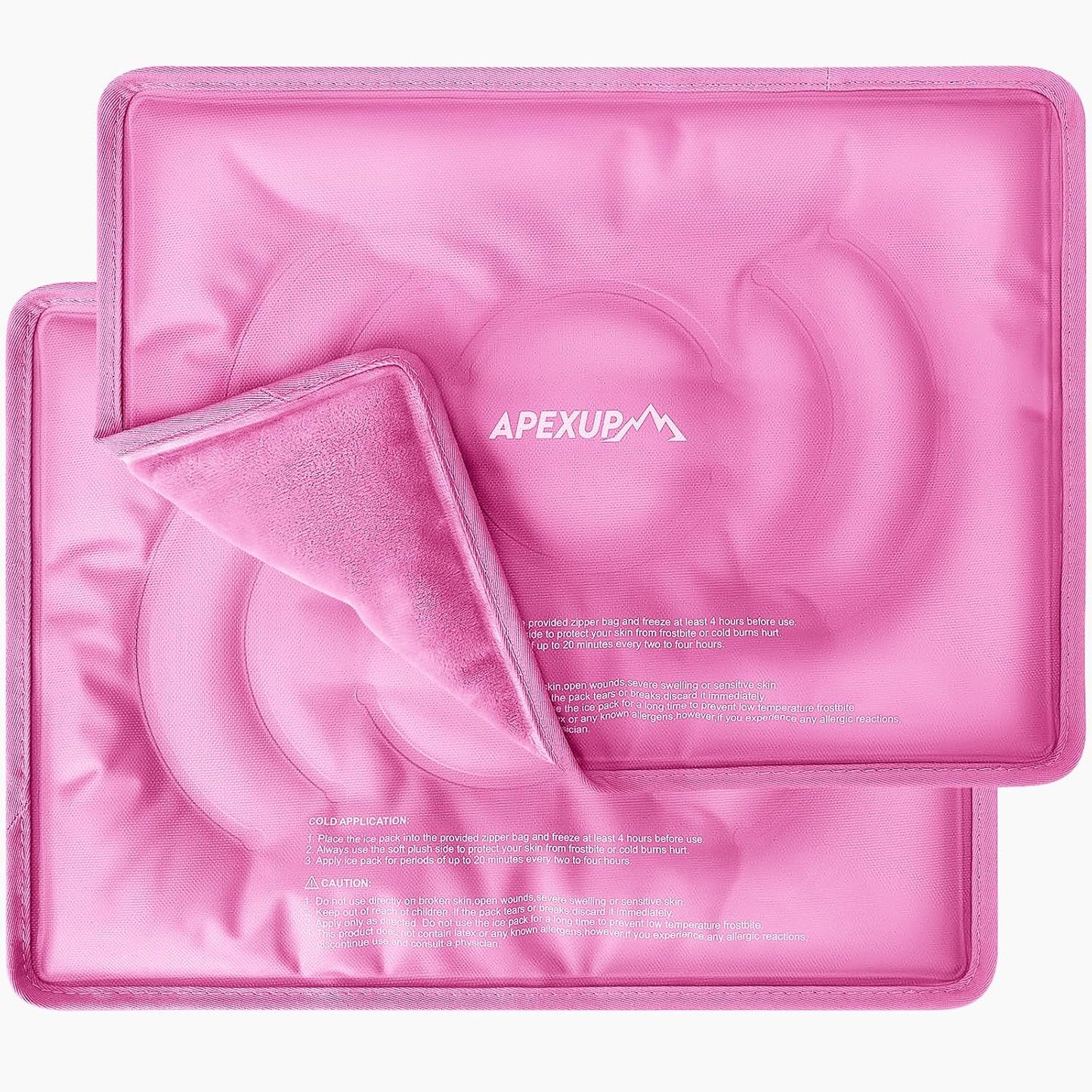 APEXUP Gel Ice Packs for Injuries Reusable, Flexible Double Sided Cold Packs for Injuries, Ice Pack for Knee, Shoulder, Back, Hip, Leg, Arm (Pink, L, 2PK)