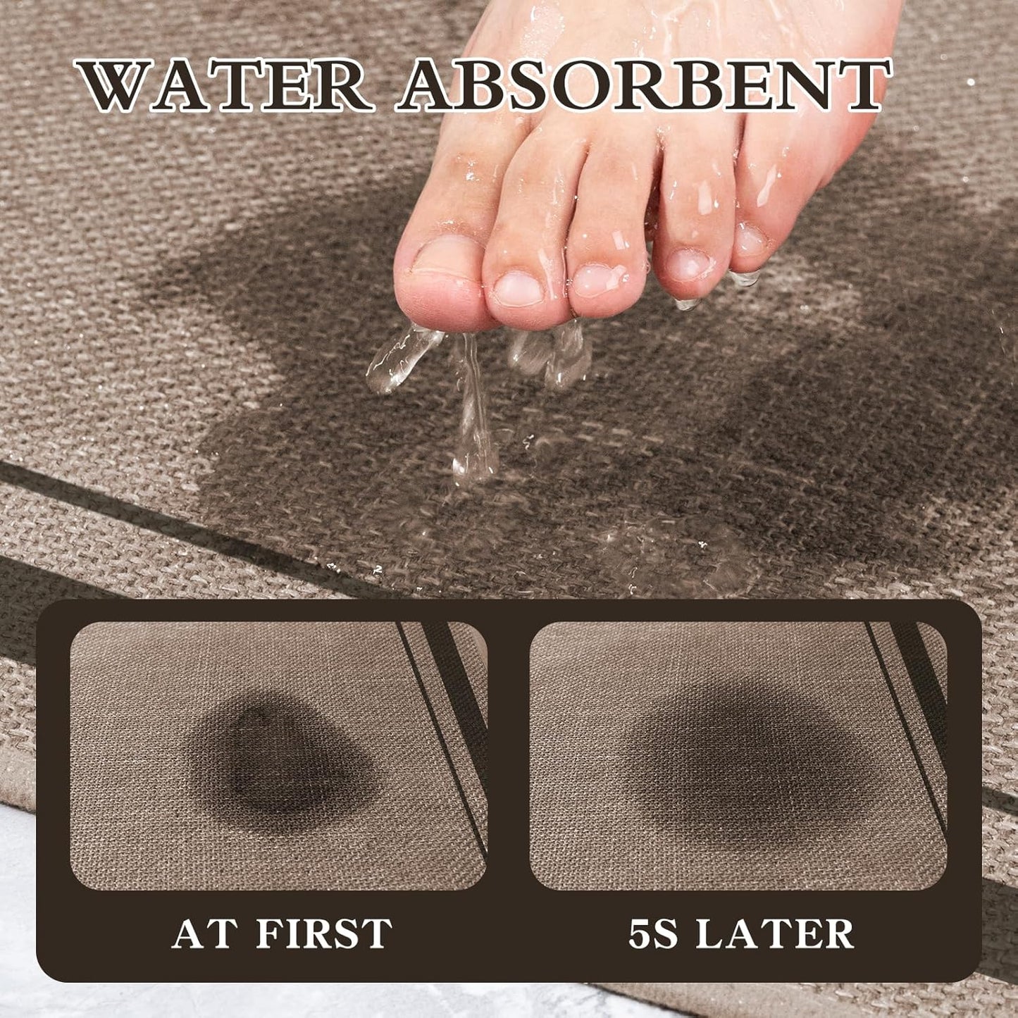 chakme Bathroom Rugs Mat U-Shaped 24x17, Ultra Thin Non Slip Bath Mat Small Quick Dry Absorbent Bath Mat for Bathroom Floor, (Dark Beige, U-24"x17")