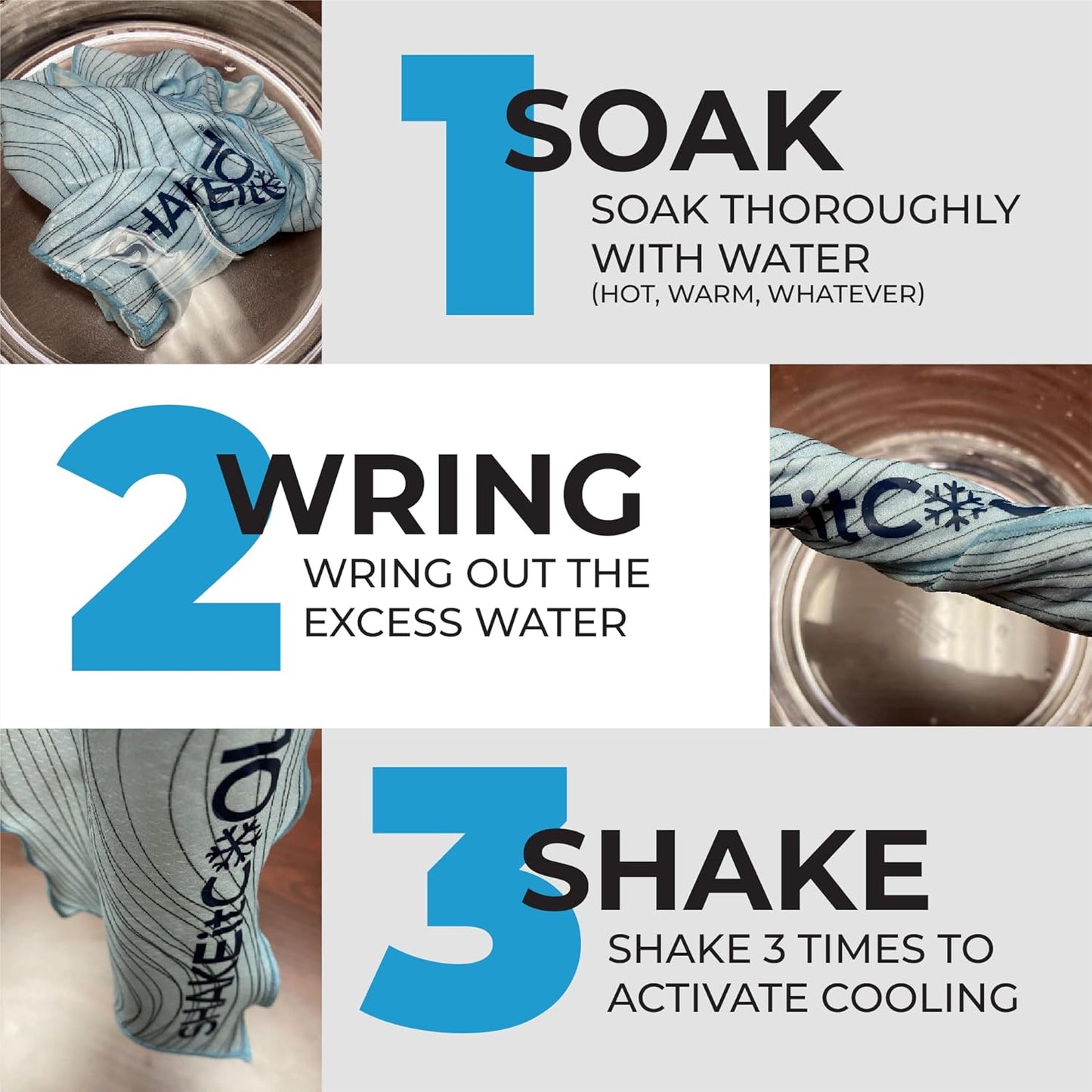 SHAKEitCOOL Original Cooling Towel – Be Cool in Style - Heat Relief, Soft, Lightweight, Sun Protection, Easy Clean - Perfect for Biking, Running, Yoga, Gym, Gardening - Safety Yellow