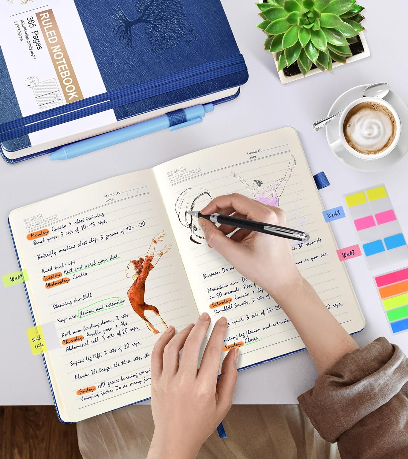 Lined Journal Notebook -365 Pages A5 Thick Journals for Writing Hardcover Leather Journal for Women Men, Daily Journal Notebook for Work, Note Taking, 100Gsm Lined Paper Teal 5.75" x 8.38"