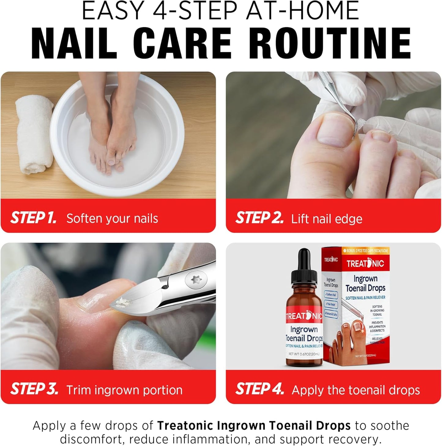 Ingrown Toenail Clipper Removal Kit - Toenail Clippers for Thick, Fungal-Damaged, Curved Nails with Lifter & File, Long-Handle Pedicure Tools for Men, Women & Seniors