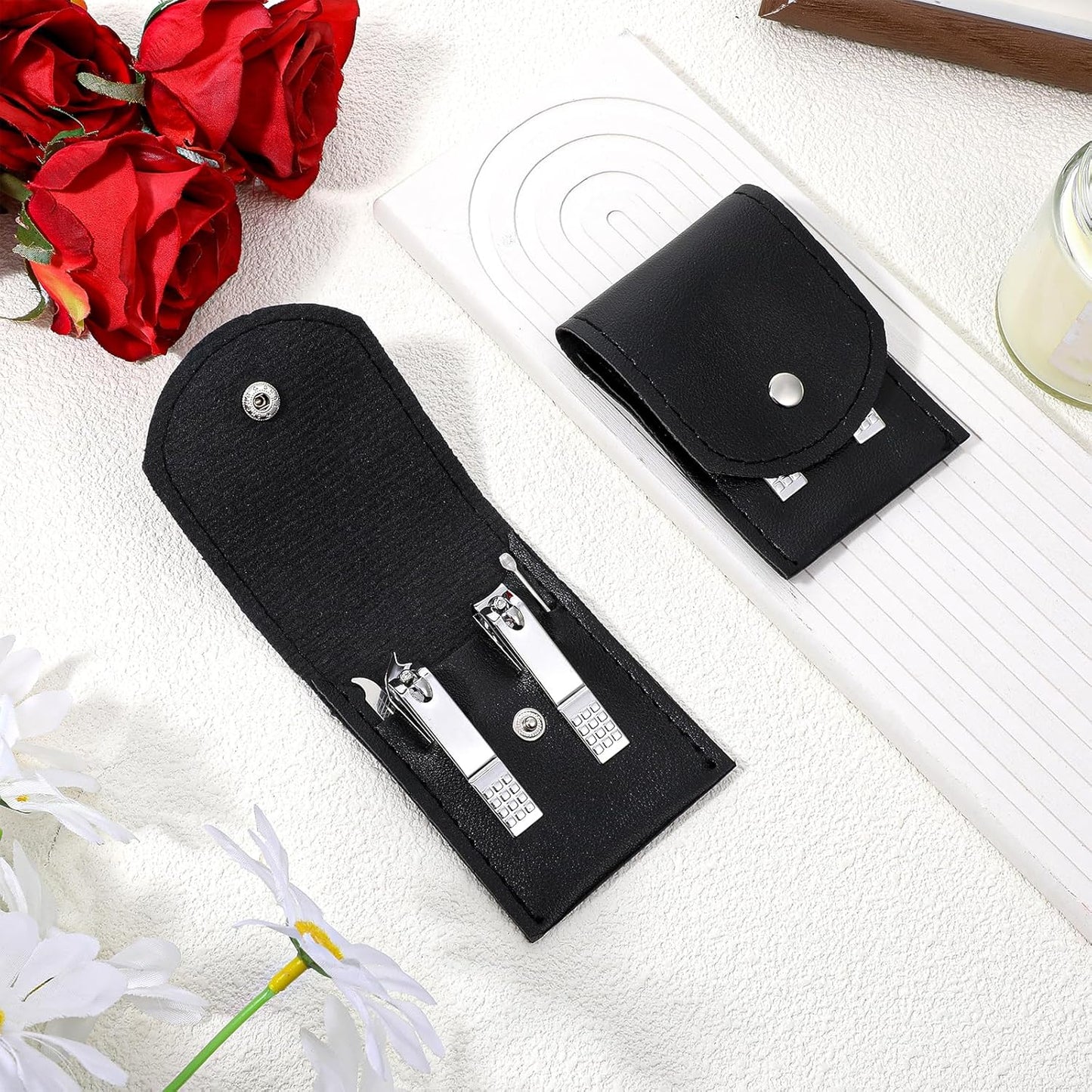 24 Set Travel Nail Clippers Kit Manicure Kit Stainless Steel Pedicure Set with Black Travel Case Portable Grooming Kits Gifts for Men Women Stainless Steel for Gifts Nail Care