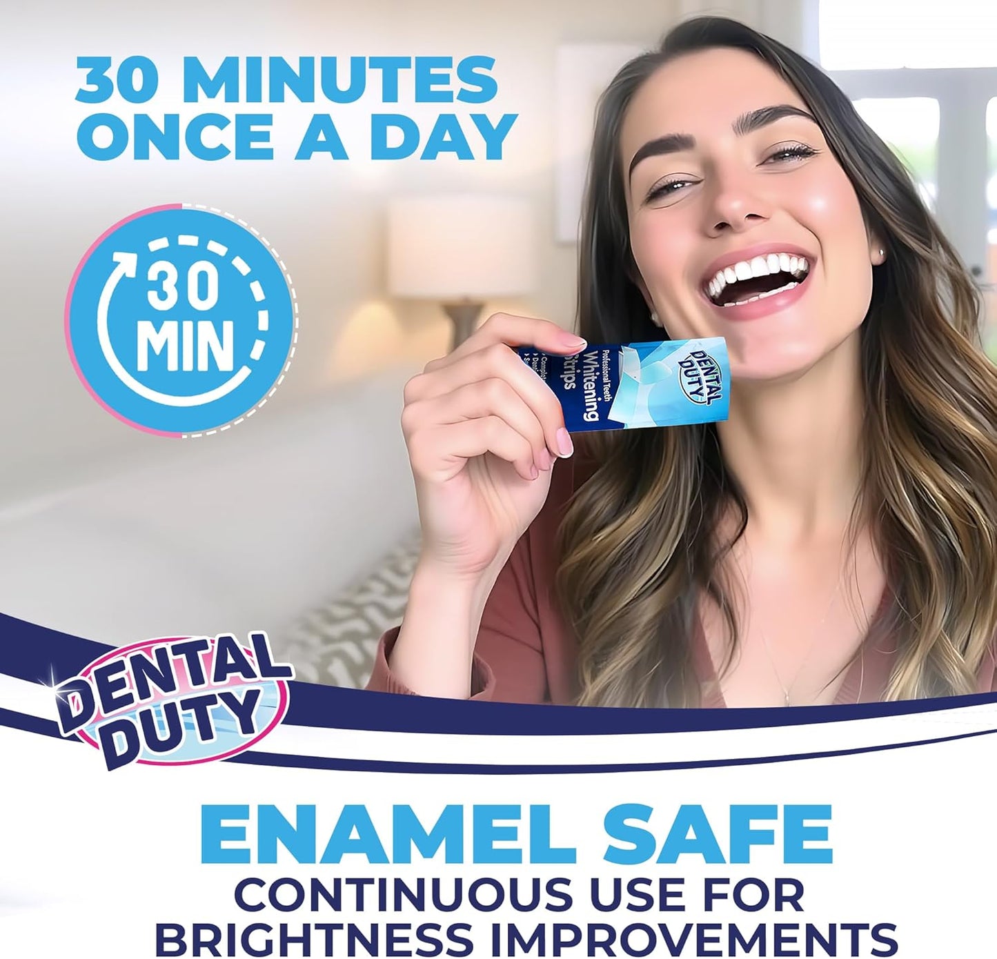 Dental Duty Teeth Whitening Strips – 28pcs Vegan White Strips for Teeth Whitening – Enamel-Safe Teeth Whitener – Removes Coffee & Tea Stains – Non-Toxic, Sensitivity-Free Teeth Whitening Kit.