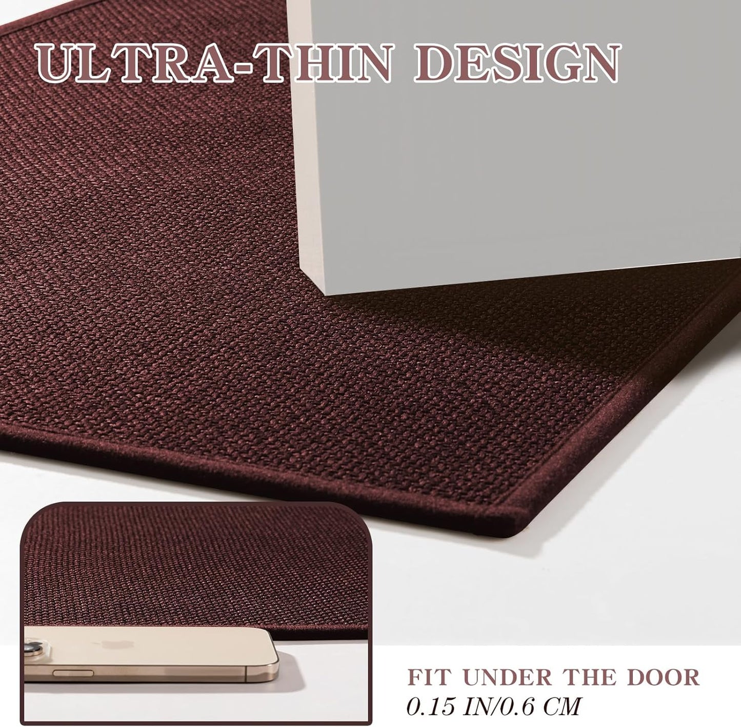 chakme Bathroom Rugs Mat 47x17, Ultra Thin Non Slip Bath Rug Runner Quick Dry Absorbent Bath Mat for Bathroom, (Dark Purple, 47"x17")