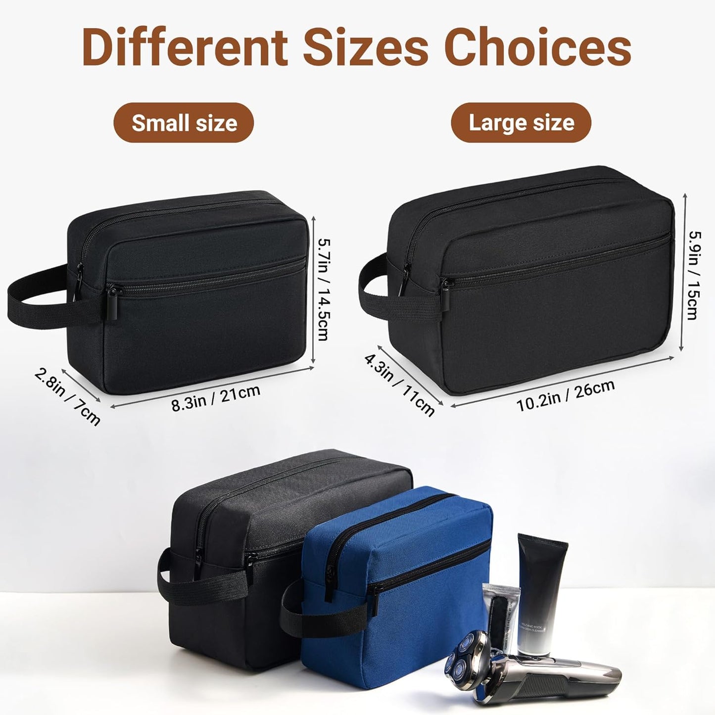 Elviros Travel Toiletry Bag for Women and Men, Lightweight Makeup Bag Hanging Dopp Kit with Shaving Compartment Cosmetic Organizer Small Tool Bag Travel Essentials, Black