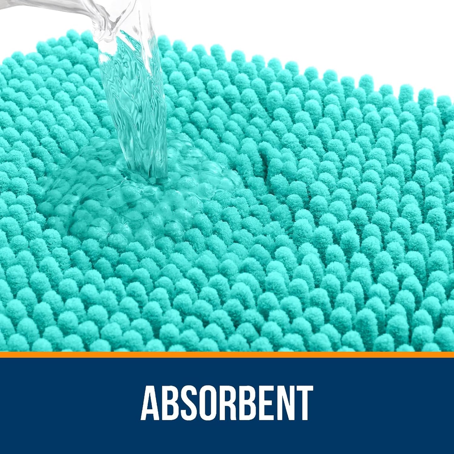 OLANLY Bathroom Rugs 70x24, Extra Soft Absorbent Chenille Bath Rugs, Rubber Backing Quick Dry, Machine Washable Bath Mats for Bathroom Floor, Tub and Shower, Home Decor Accessories, Teal