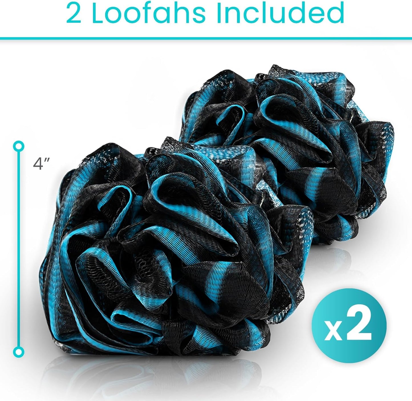 Vive Bendable Loofah Brush with Long Handle - Extended Luffa Scrubber - Shower Stick w/Loofa for Exfoliating Skin - Bath Sponge for Women and Men (Replacement)