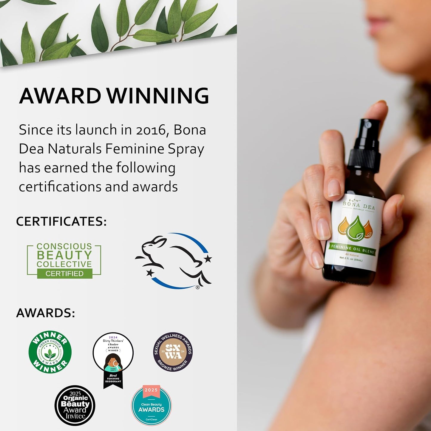 Bona Dea Naturals’ “The Original” All Natural Feminine Deodorant Spray | Intimate Yoni Oil Relief for Vaginal Itch, Odor, & Dryness | 2 oz Spray