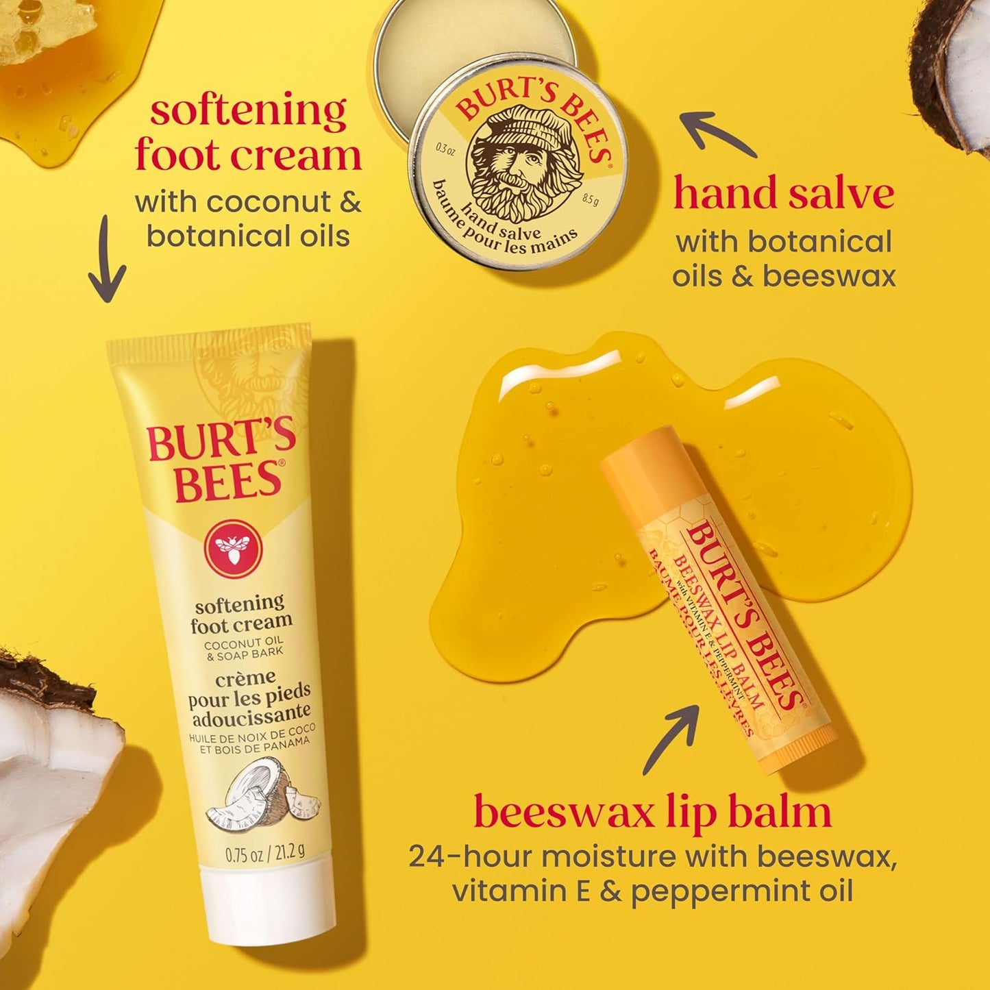 Burt's Bees Back to School Gift Ideas - Essentials Everyday Set, 5 Travel Size Products - Deep Cleansing Cream, Hand Salve, Body Lotion, Foot Cream and Original Lip Balm
