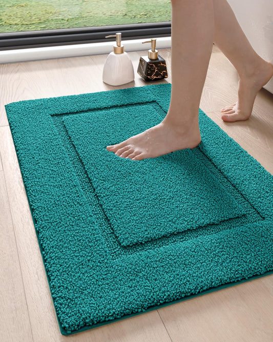 DEXI Bathroom Rugs 36x24, Washable Non Slip Bath Mat for Shower Floor, Absorbent Quick Dry Bathmat with Rubber Backing, Ultra Soft Plush Carpet for Tub, Teal
