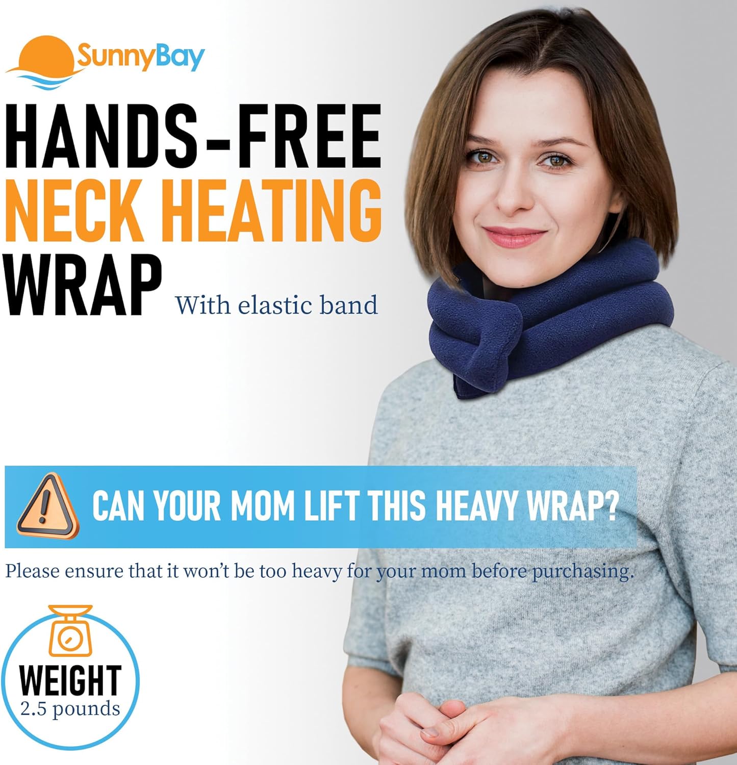 SunnyBay Microwave Heating Pad, Microwavable Cold or Heated Neck and Shoulder Wrap, Moist and Weighted Hands-Free Beanbag Pack with Wide Neck Coverage 26 Inches Long-Length Cotton, Navy Blue