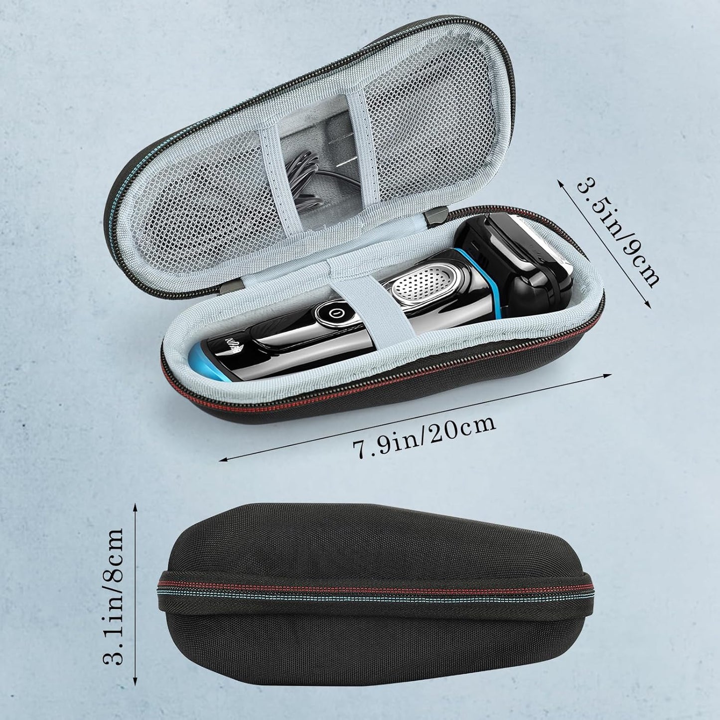 Braun Shaver Travel Case - Hard EVA Protective Holder for Series 3/5/6/7/8/9 Pro+ & All Models (Fits 3s, 5s, 7s, 8s, 9s)-Water-Resistant Men's Electric Razor Storage Pouch for Gym & Vacation